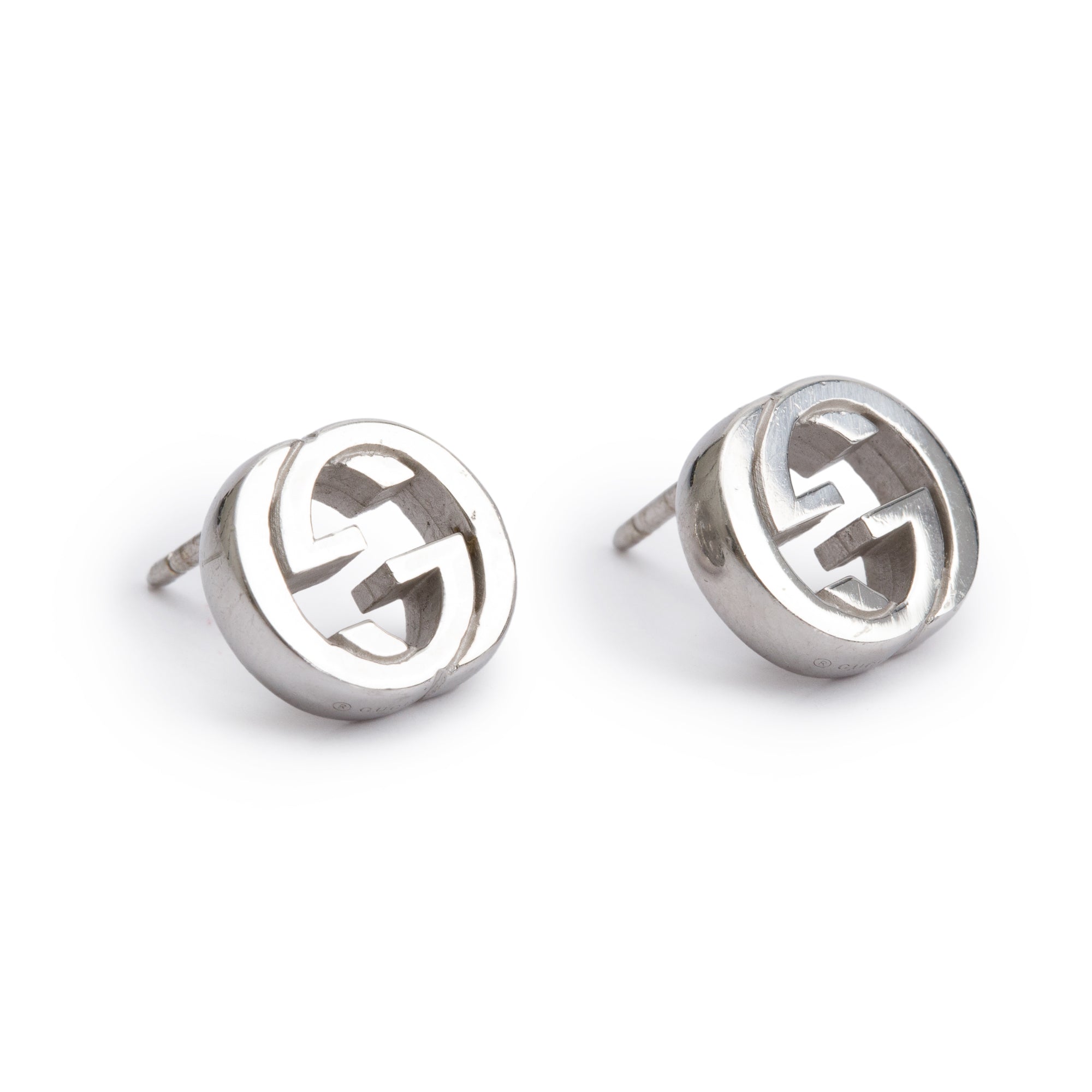 Gucci Sterling Silver Interlocking G Stud Earrings