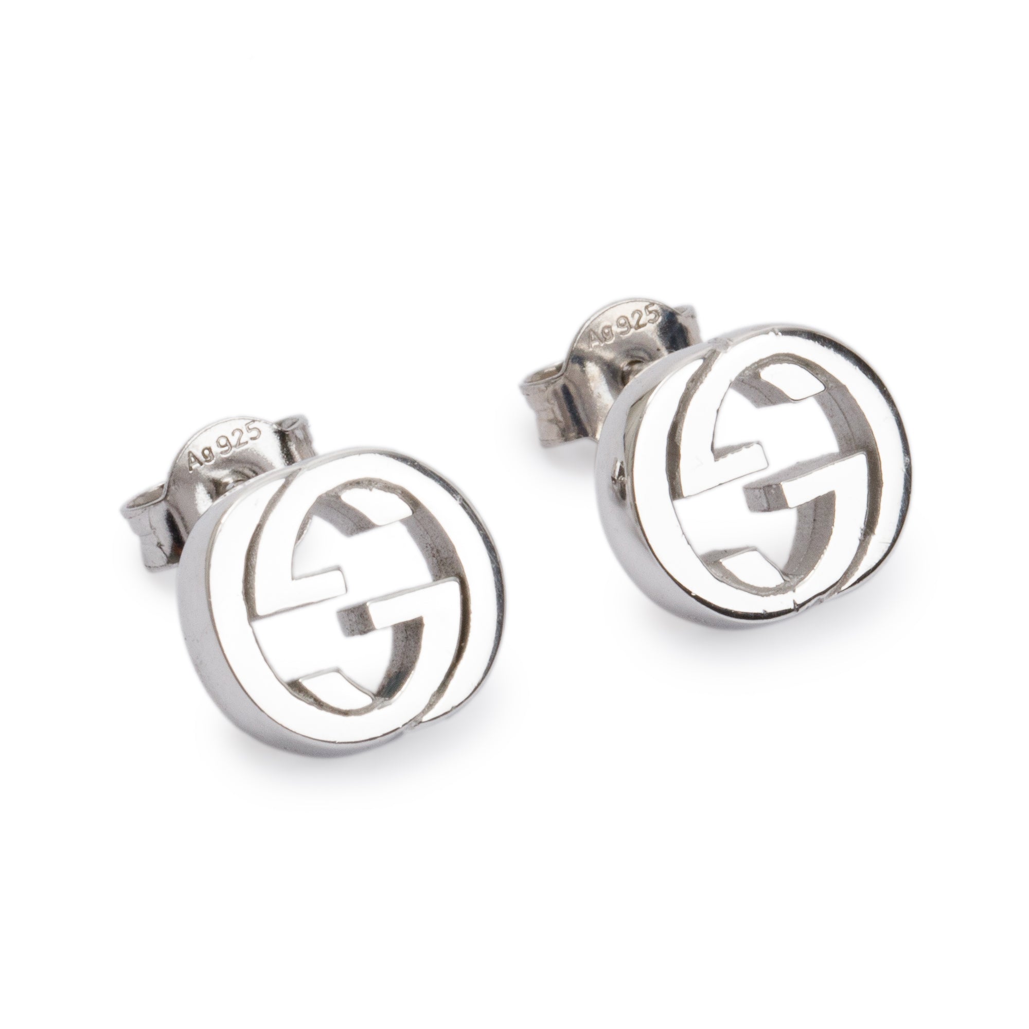 Gucci Sterling Silver Interlocking G Stud Earrings w/ Box