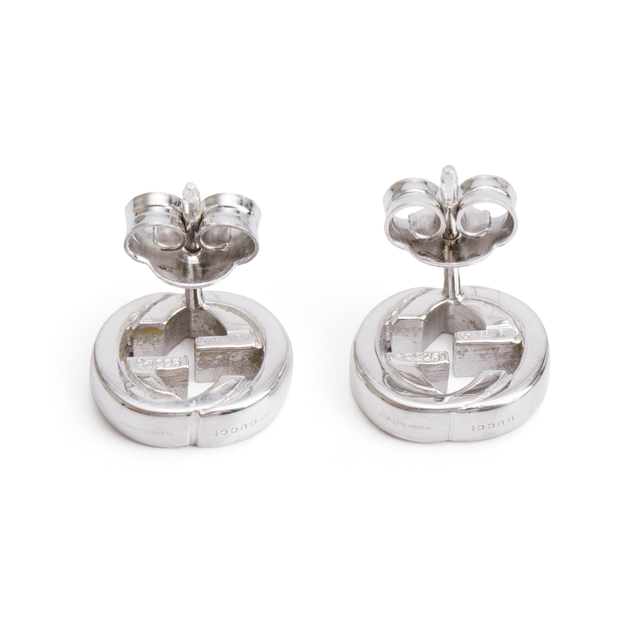 Gucci Sterling Silver Interlocking G Stud Earrings w/ Box