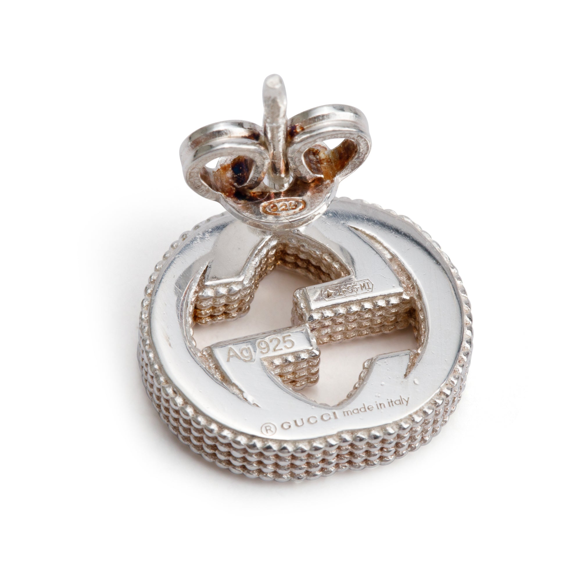 Gucci Sterling Silver Interlocking G Stud Earrings w/ Box