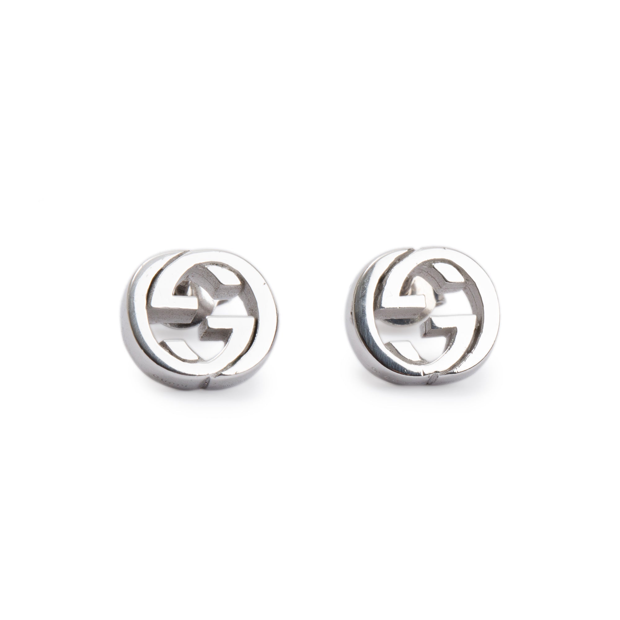 Gucci Sterling Silver Interlocking G Stud Earrings w/ Box