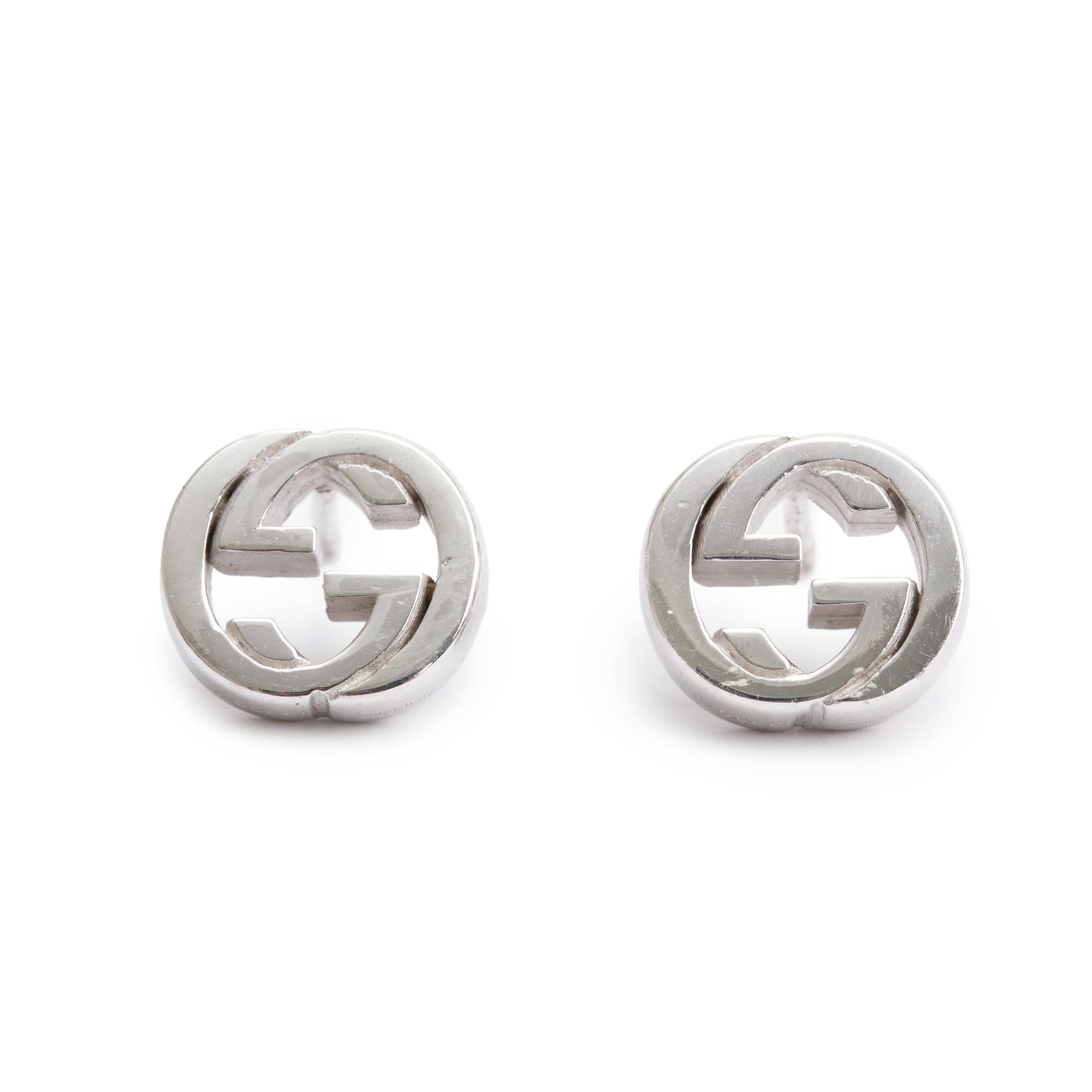 Gucci Sterling Silver Interlocking G Stud Earrings
