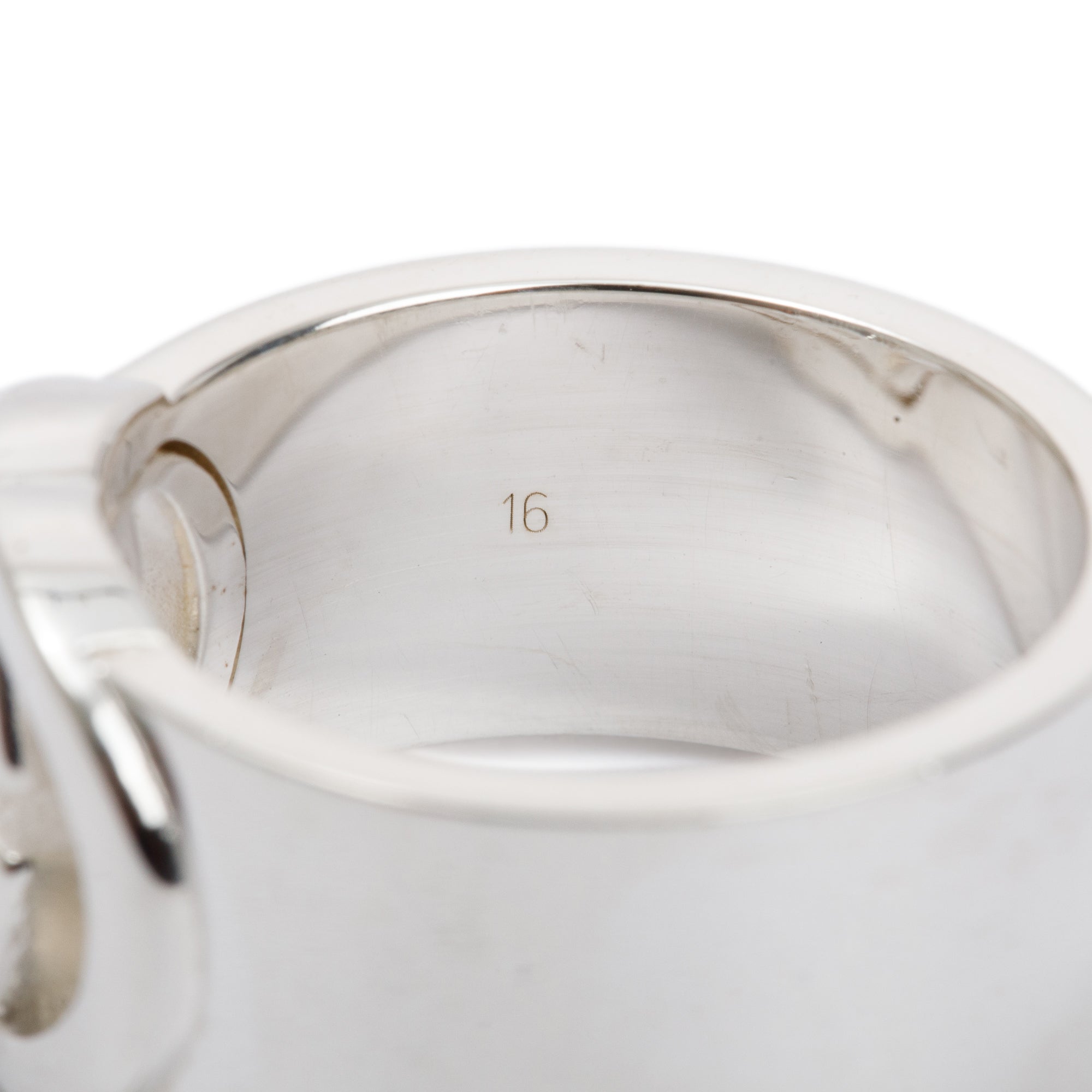 Gucci Sterling Silver Interlocking G Wide Ring, Size 7.5 w/ Box