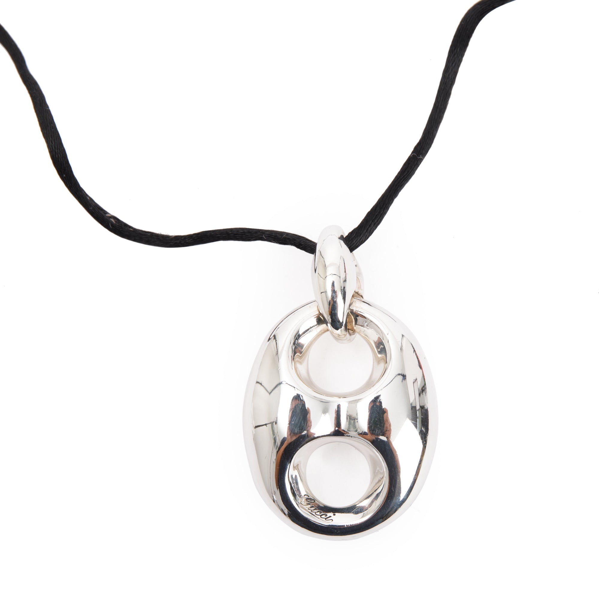 Gucci Sterling Silver Large Marina Pendant Necklace