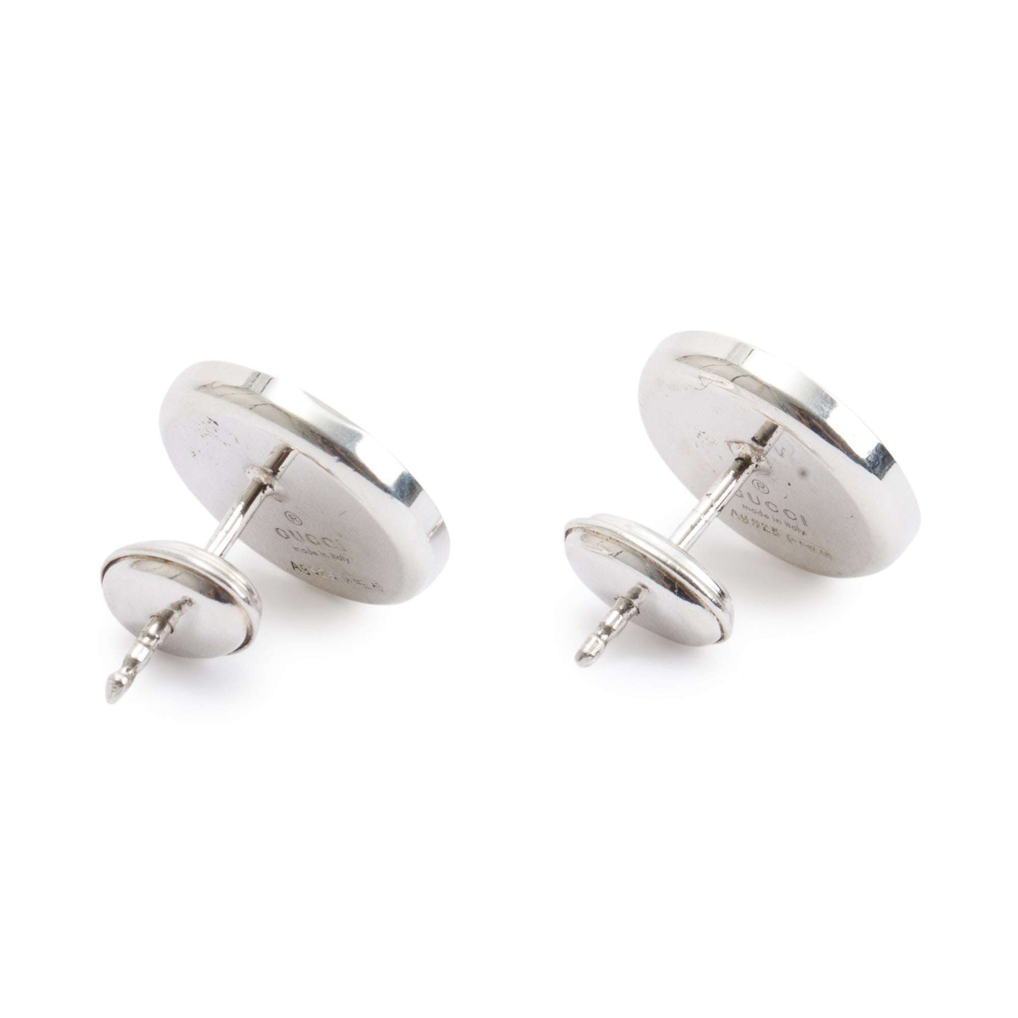 Gucci Sterling Silver 'Made In Italy by Gucci' Round Stud Earrings