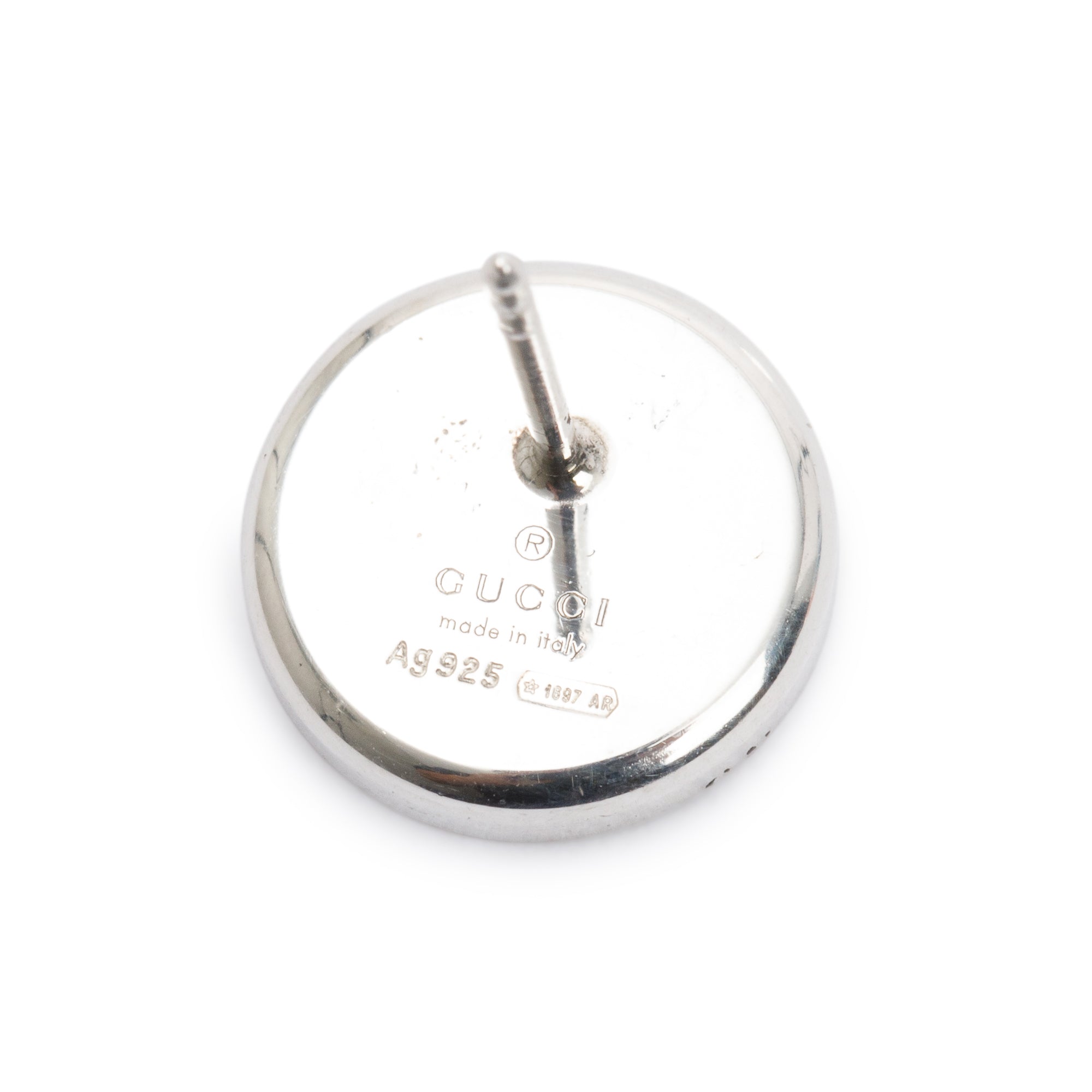 Gucci Sterling Silver 'Made In Italy by Gucci' Round Stud Earrings