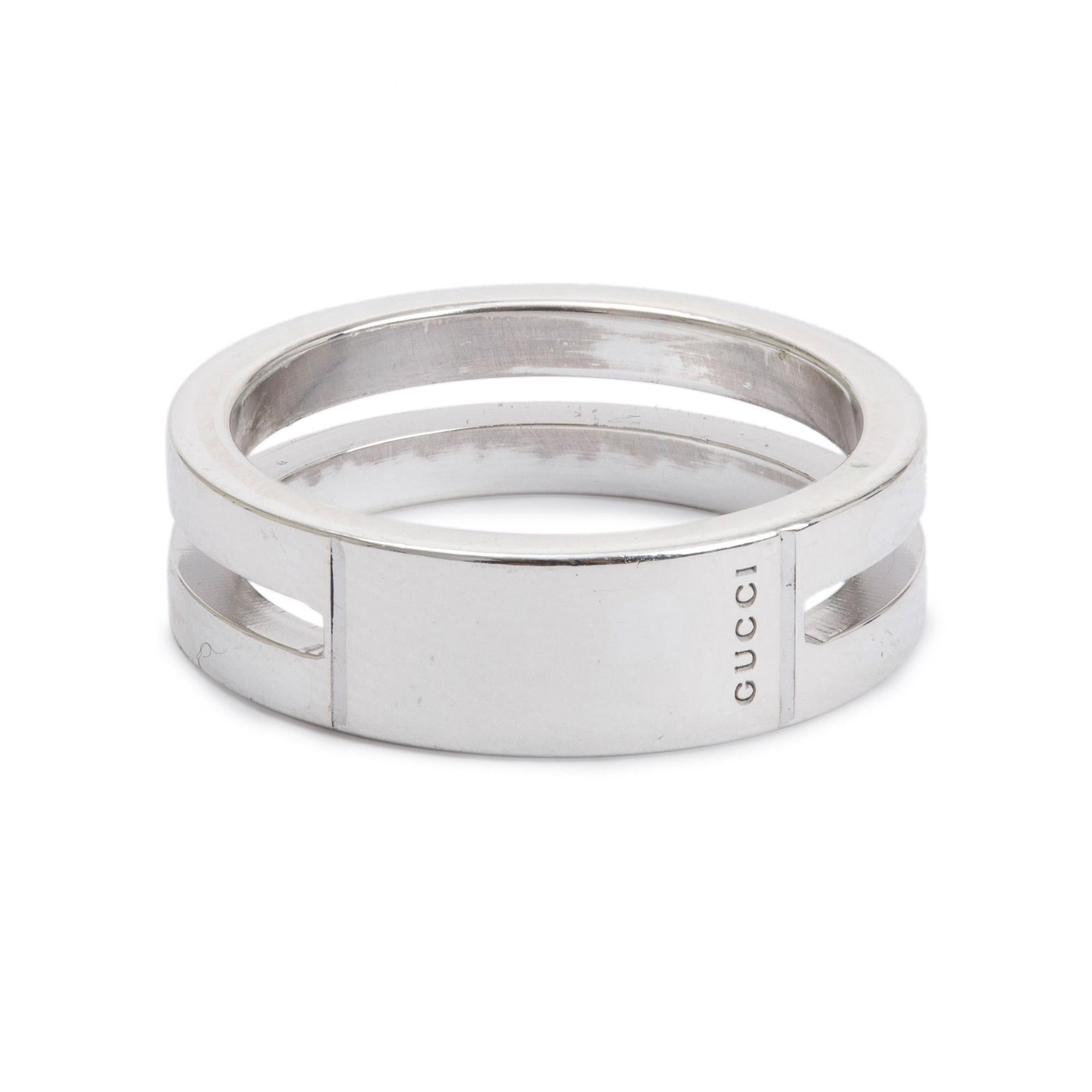 Gucci Sterling Silver Open Band Ring, Size 14 6.75