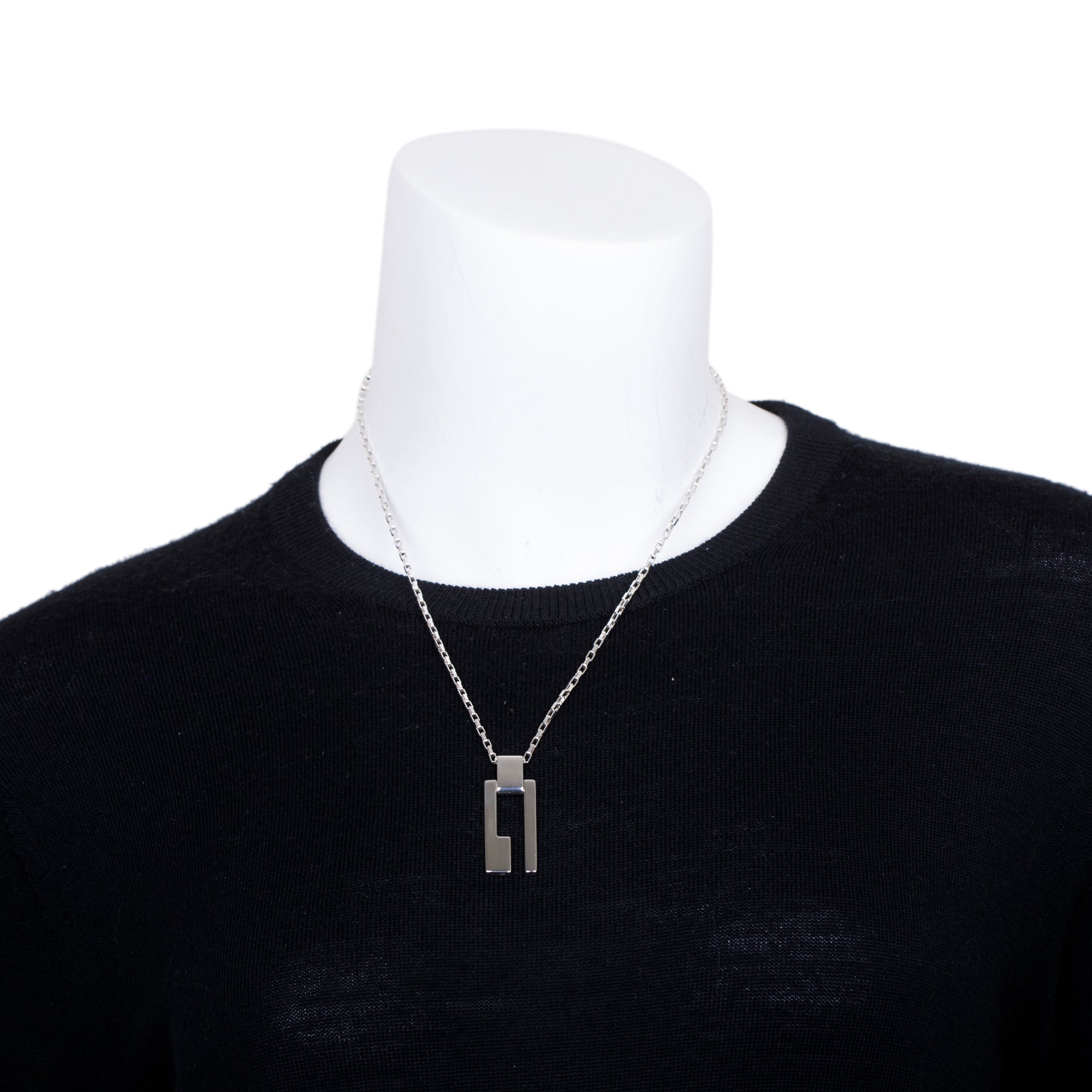 Gucci Sterling Silver Rectangular G Pendant Necklace