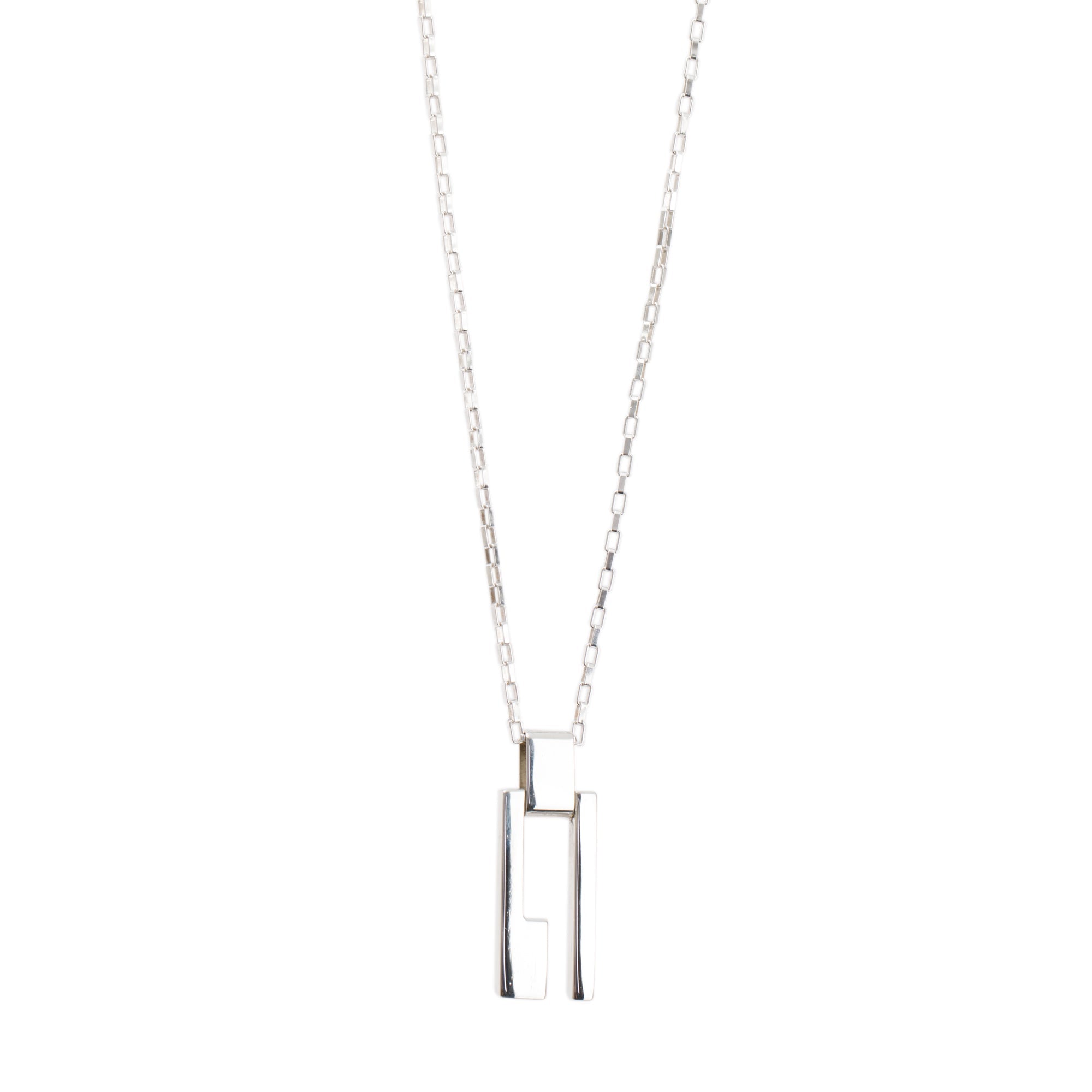 Gucci Sterling Silver Rectangular G Pendant Necklace