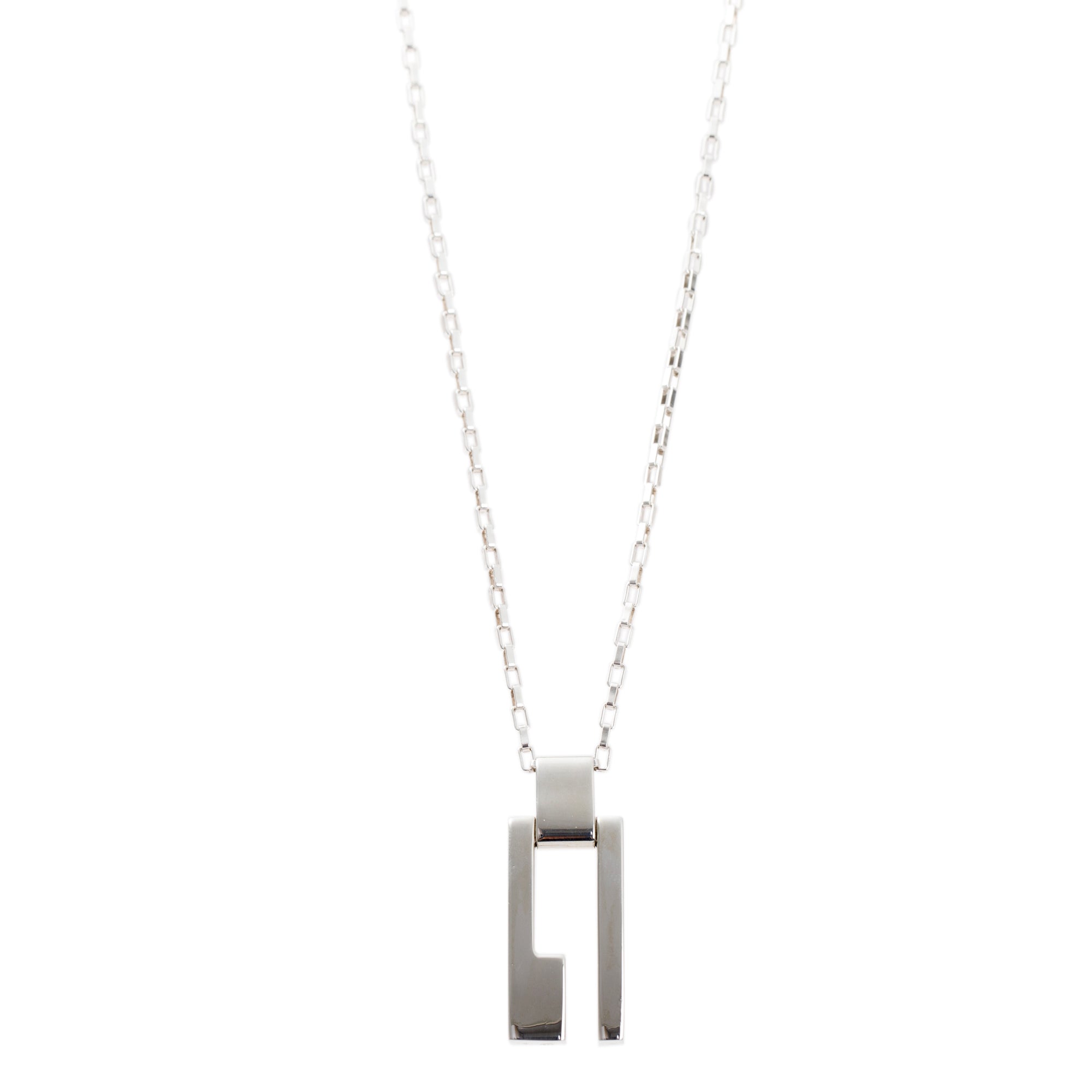 Gucci Sterling Silver Rectangular G Pendant Necklace