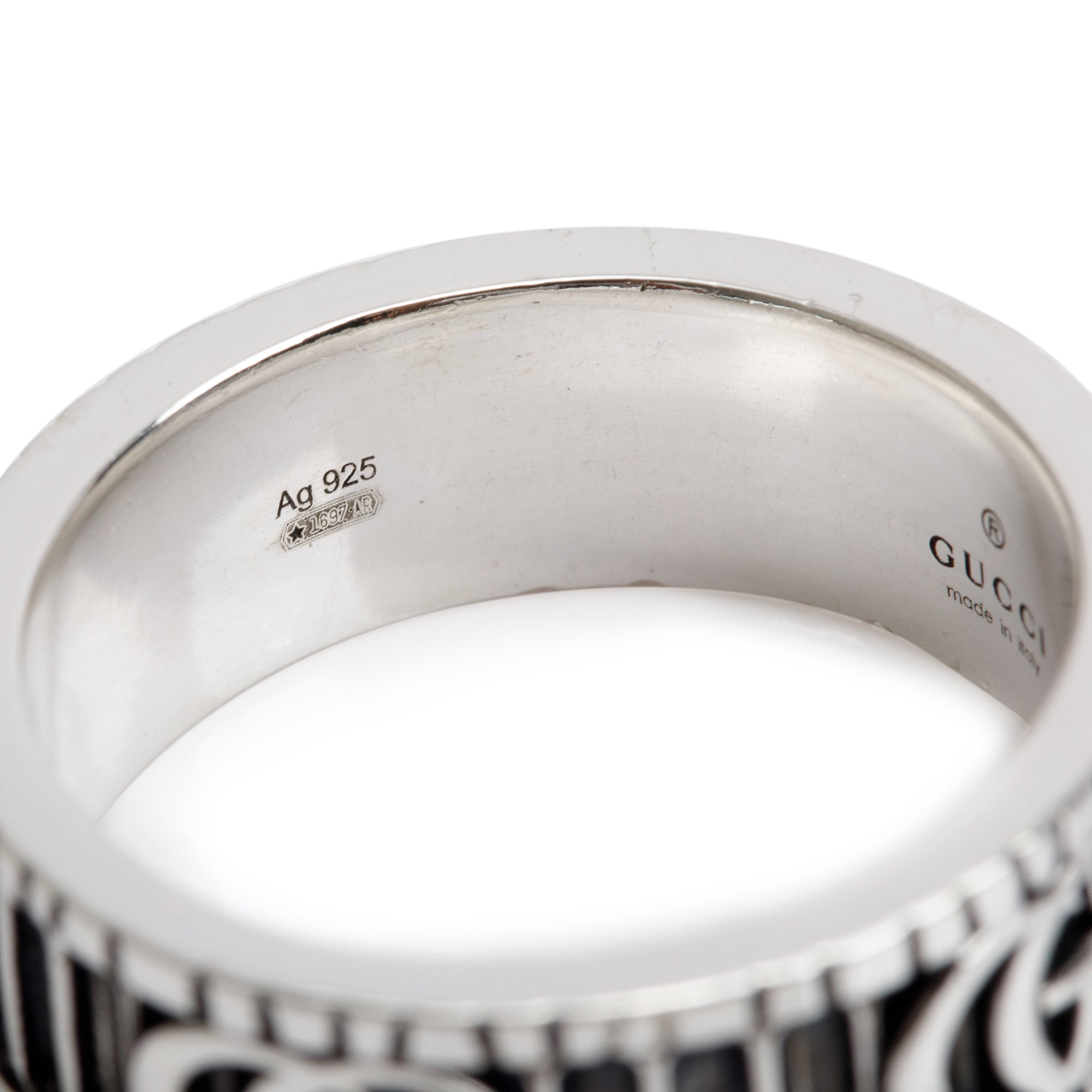 Gucci Sterling Silver Ring with Double G, Size 20 9