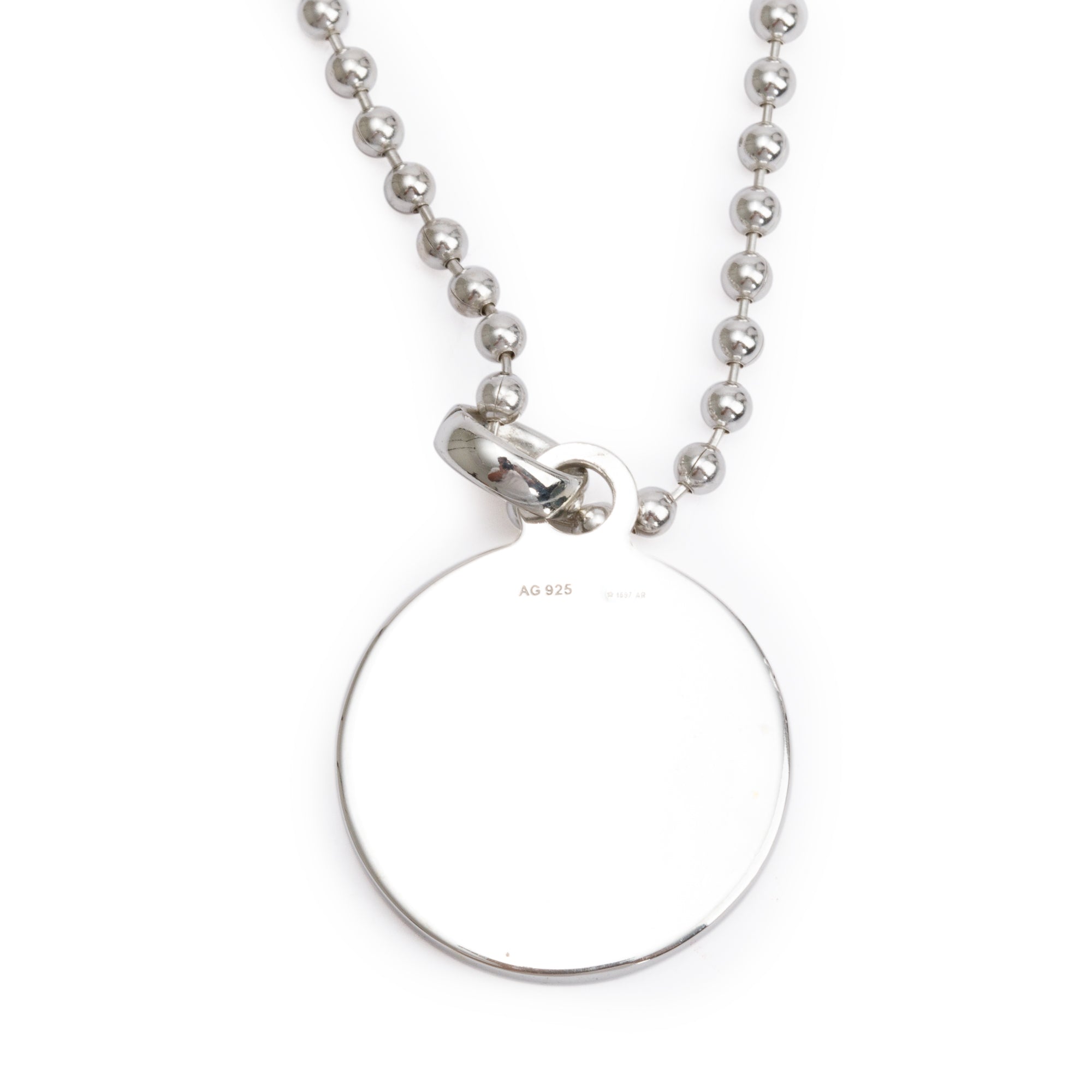 Gucci Sterling Silver Round Crest Pendant Necklace