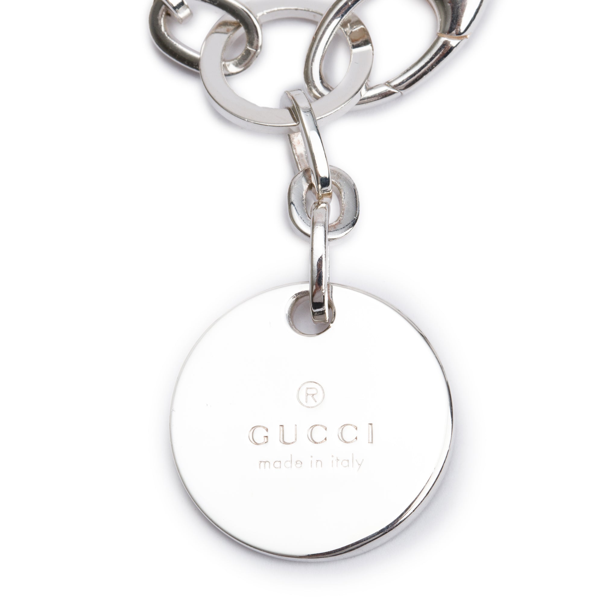 Gucci Sterling Silver Round Tag Bracelet w/ Box