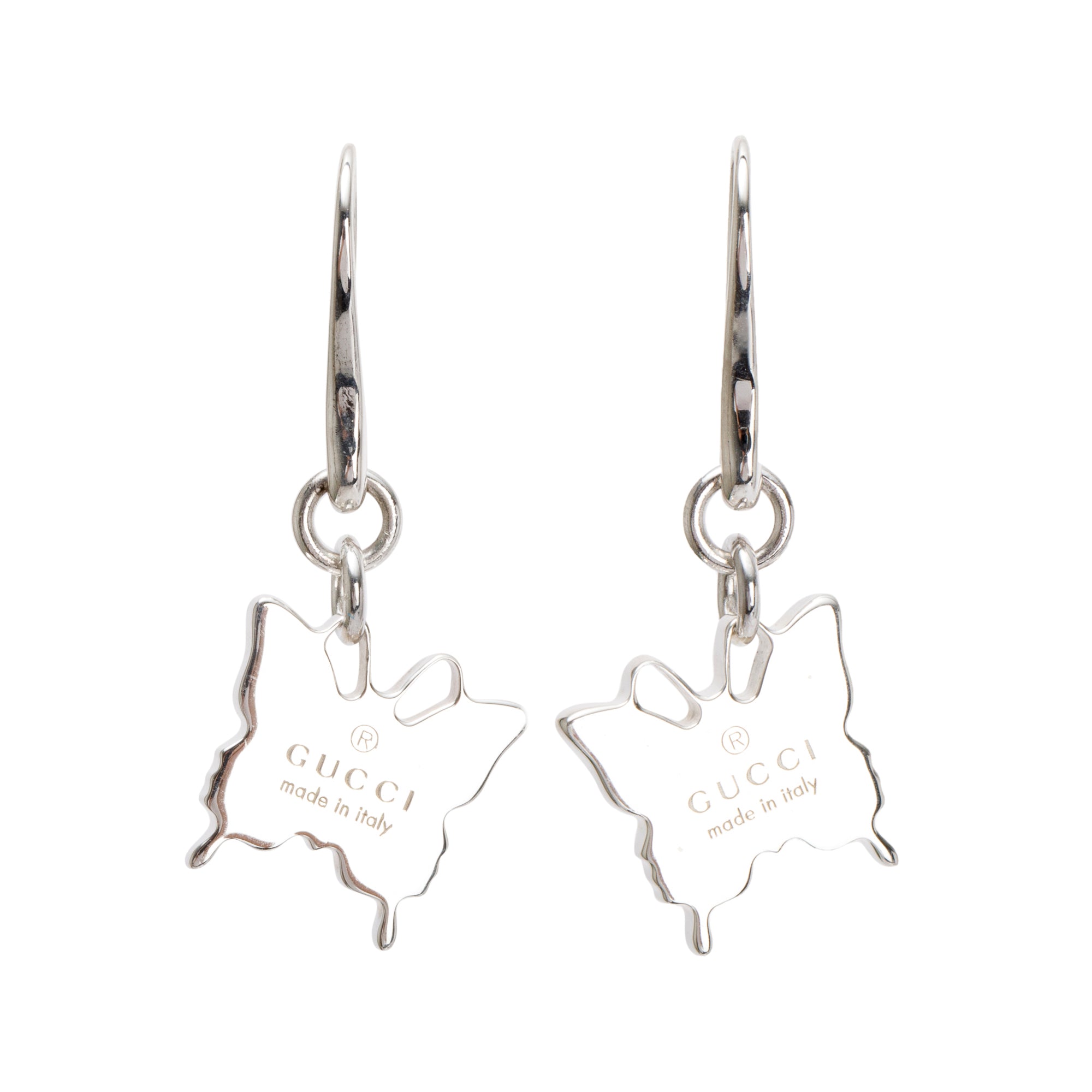 Gucci Sterling Silver Trademark Butterfly Drop Earrings