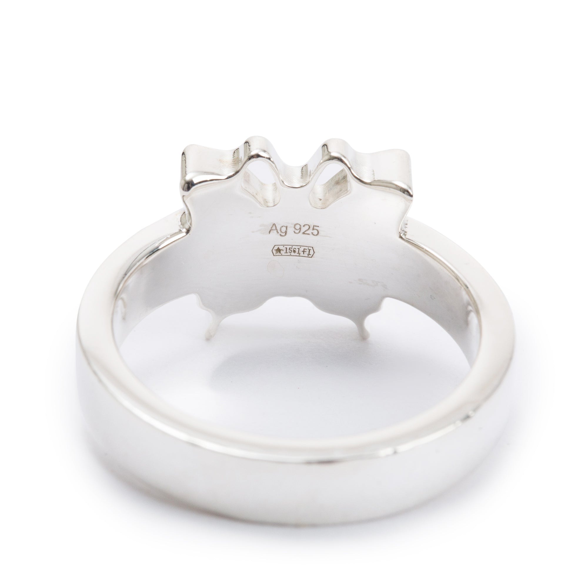 Gucci Sterling Silver Trademark Butterfly Ring, Size 6.75