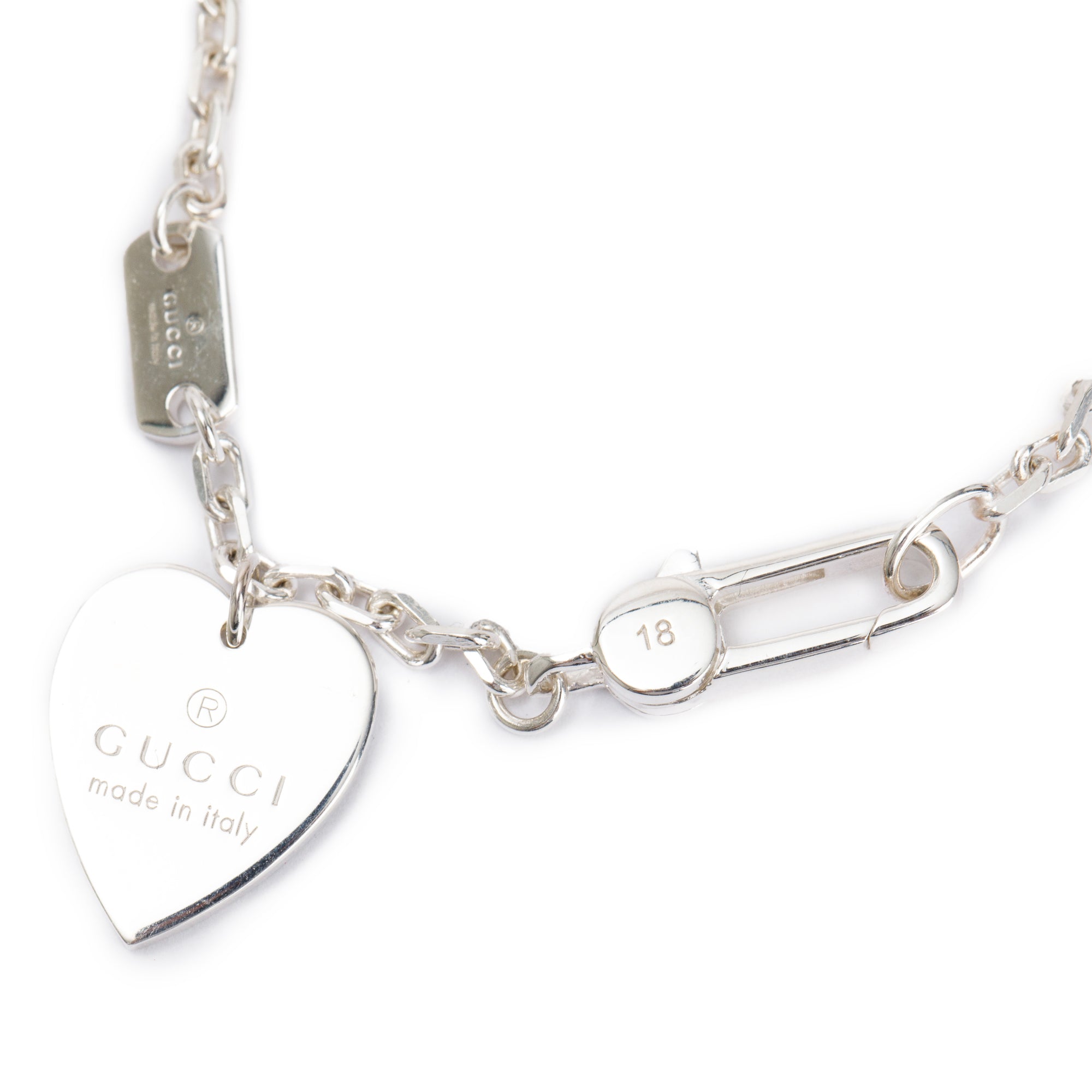 Gucci Sterling Silver Trademark Charm Bracelet w/ Box