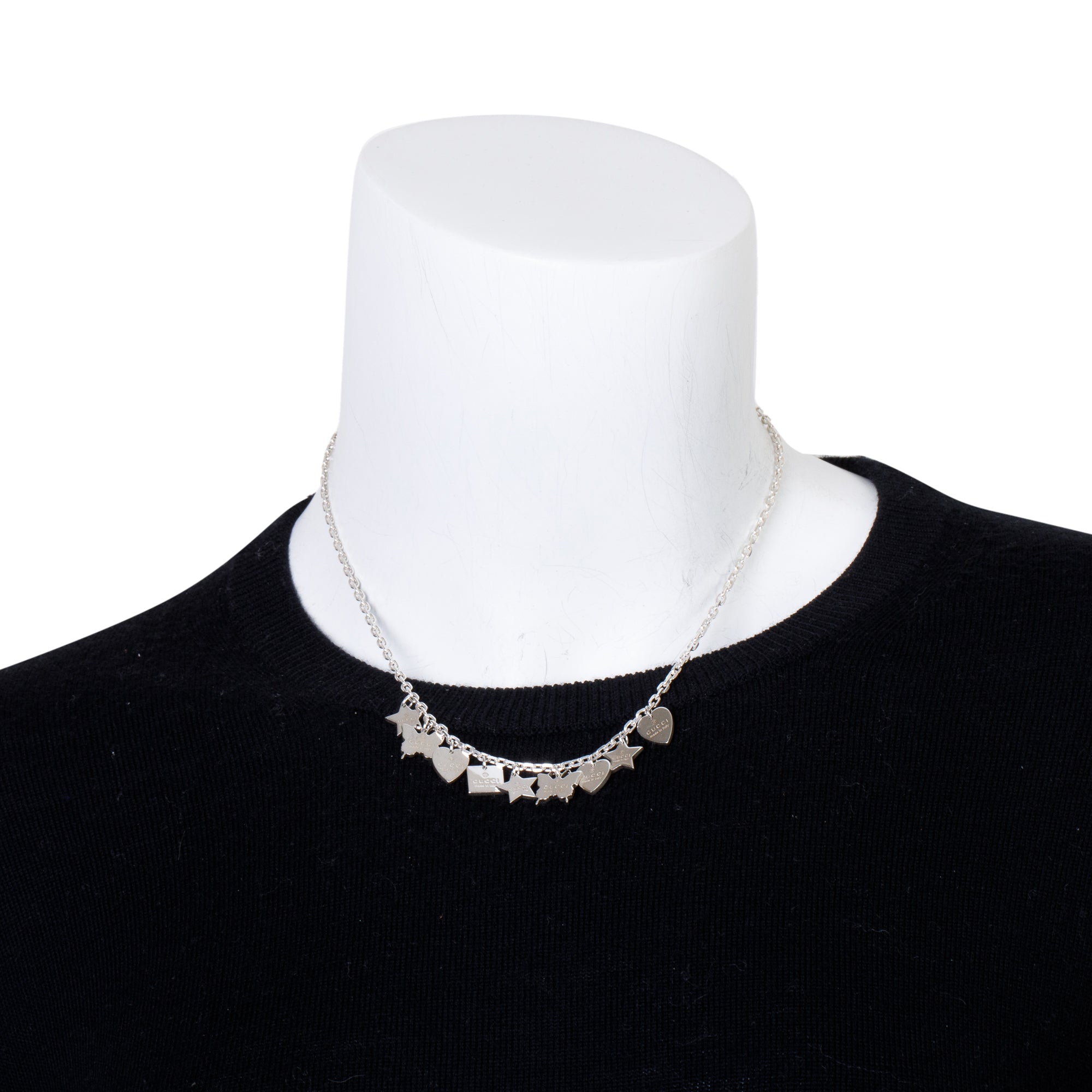 Gucci Sterling Silver Trademark Charm Necklace