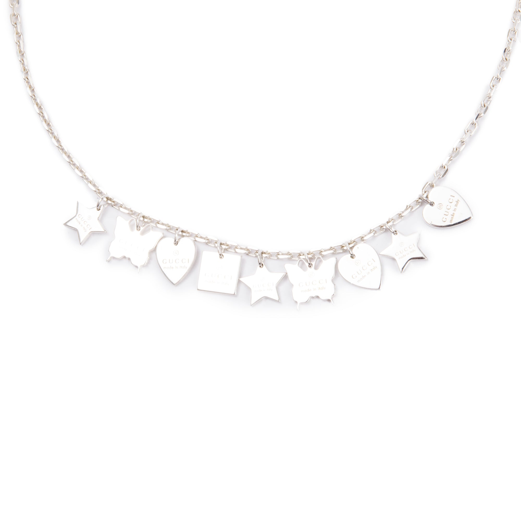 Gucci Sterling Silver Trademark Charm Necklace