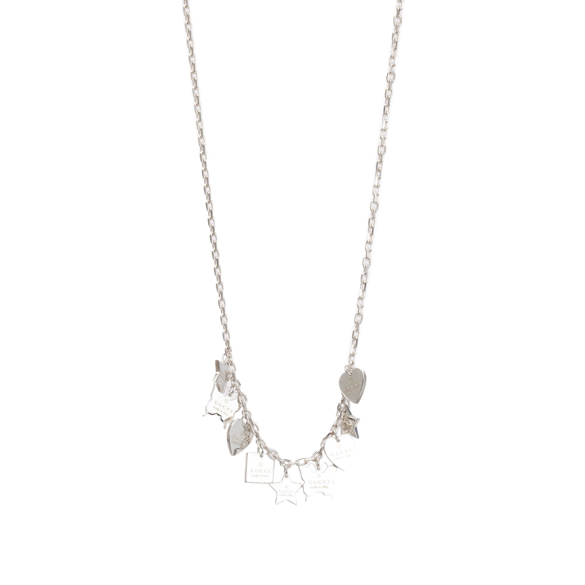 Gucci Sterling Silver Trademark Charm Necklace