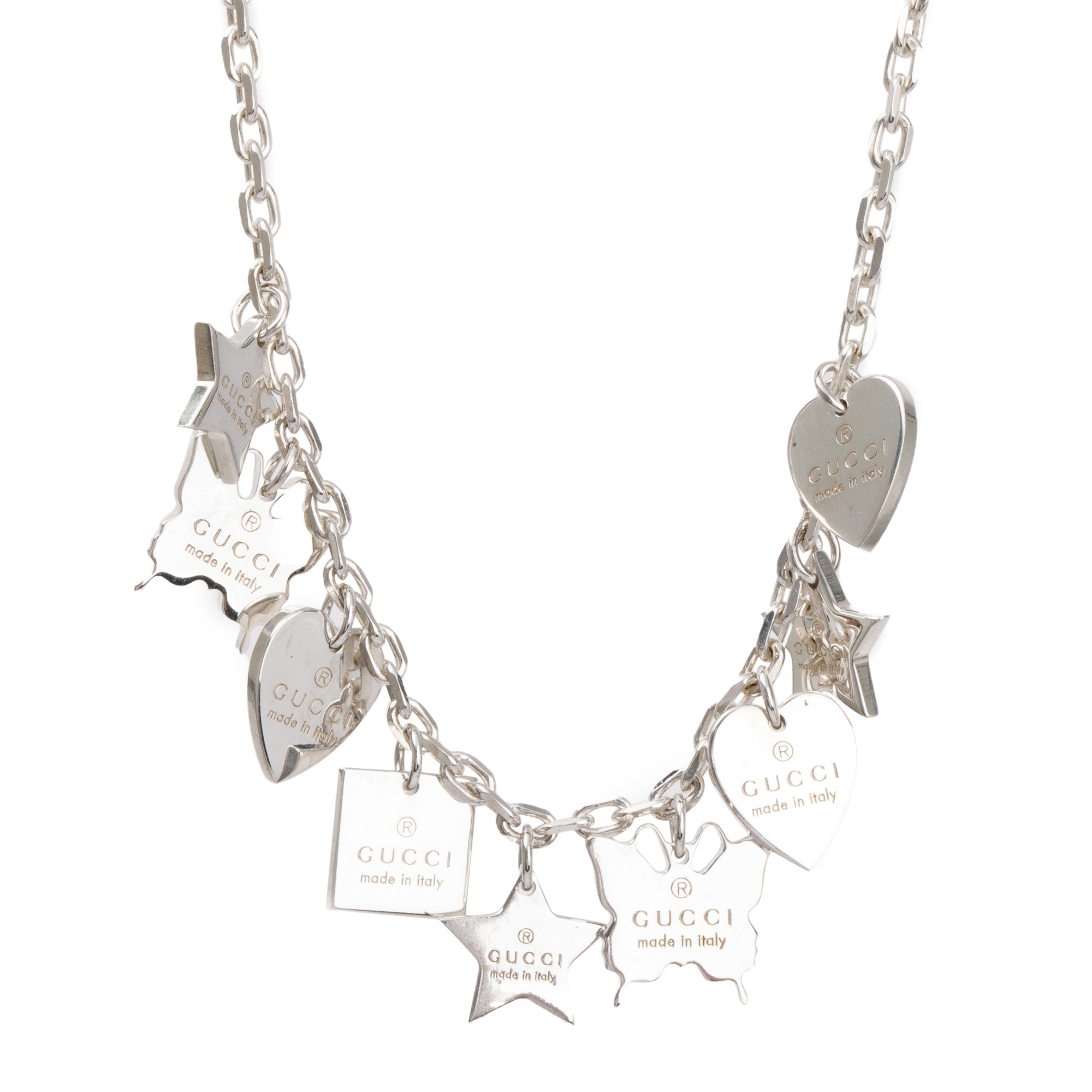 Gucci Sterling Silver Trademark Charm Necklace