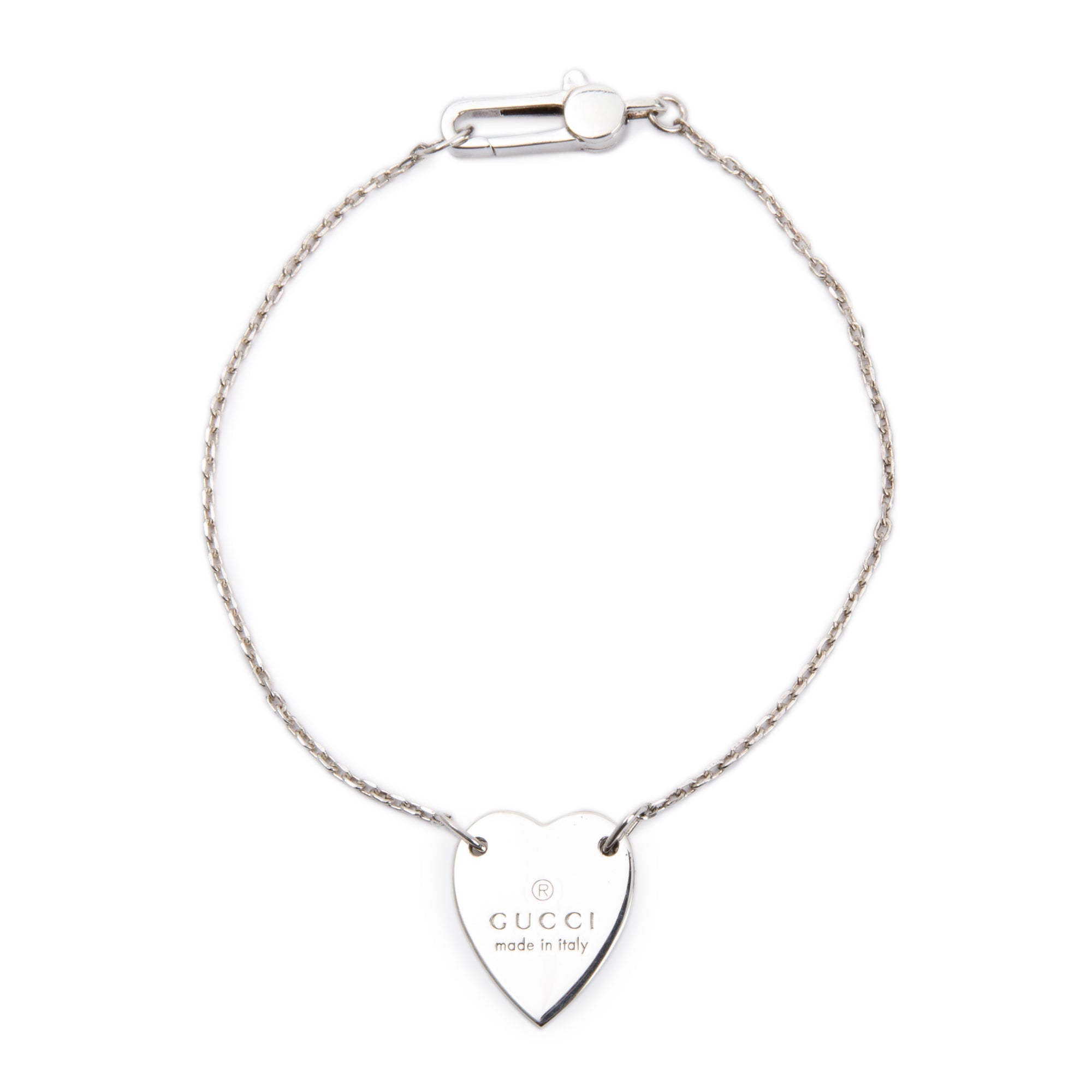 Gucci Sterling Silver Trademark Heart Bracelet