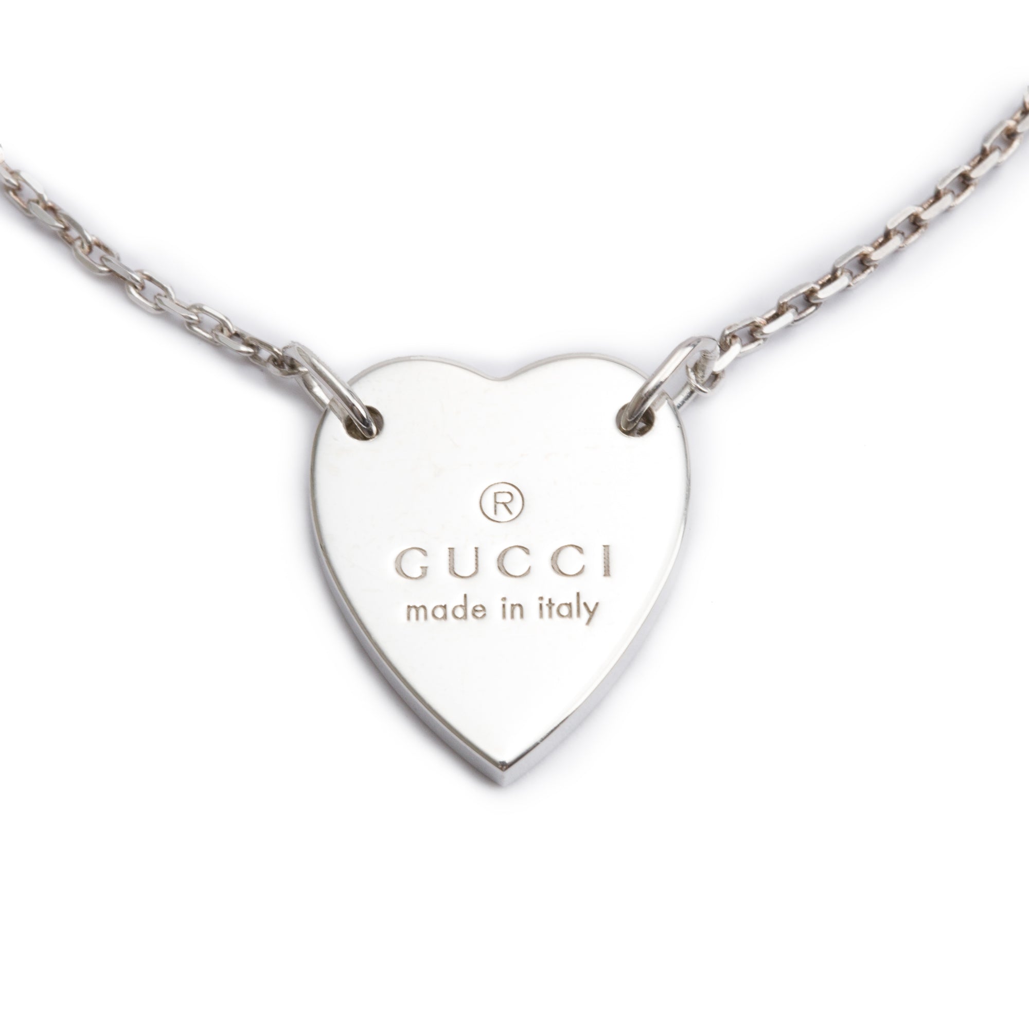 Gucci Sterling Silver Trademark Heart Bracelet