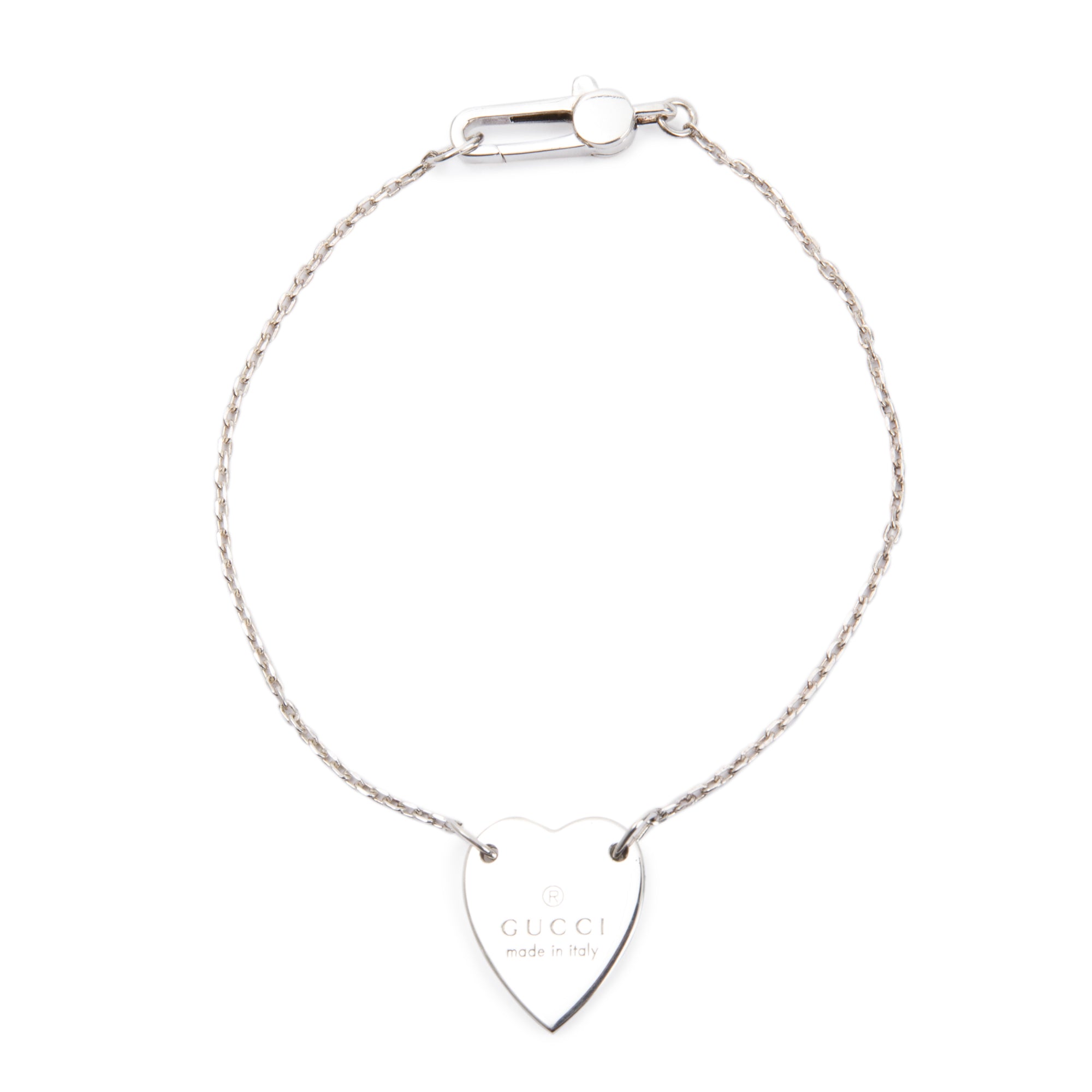 Gucci Sterling Silver Trademark Heart Bracelet