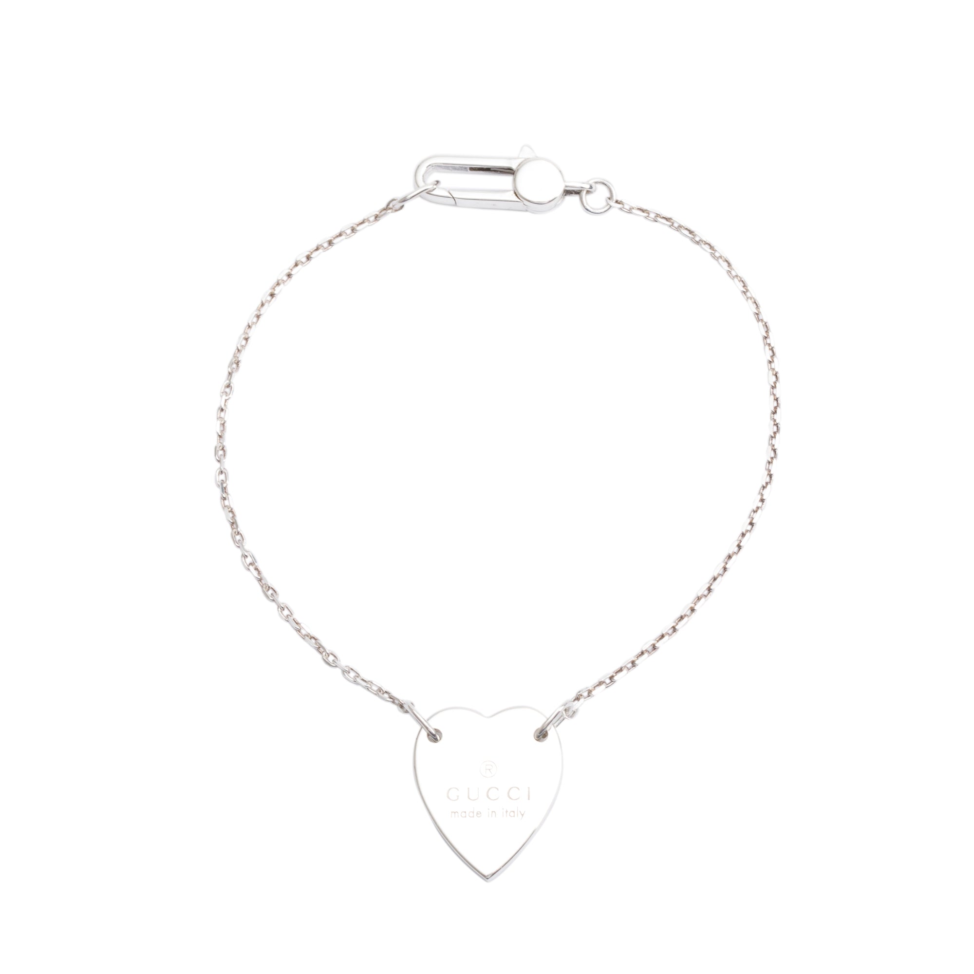 Gucci Sterling Silver Trademark Heart Bracelet