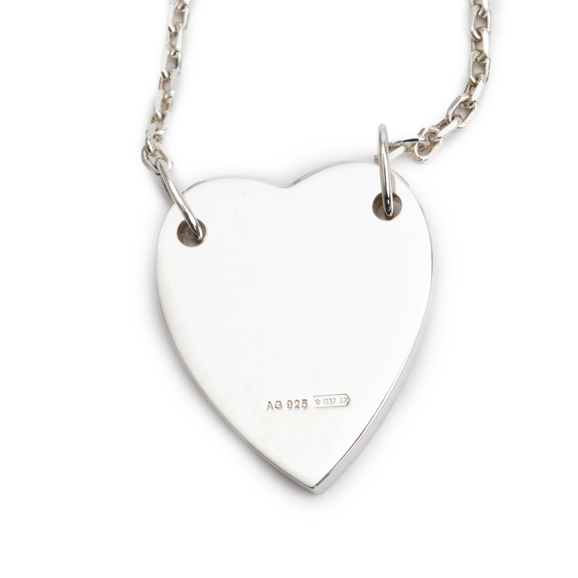 Gucci Sterling Silver Trademark Heart Pendant Necklace