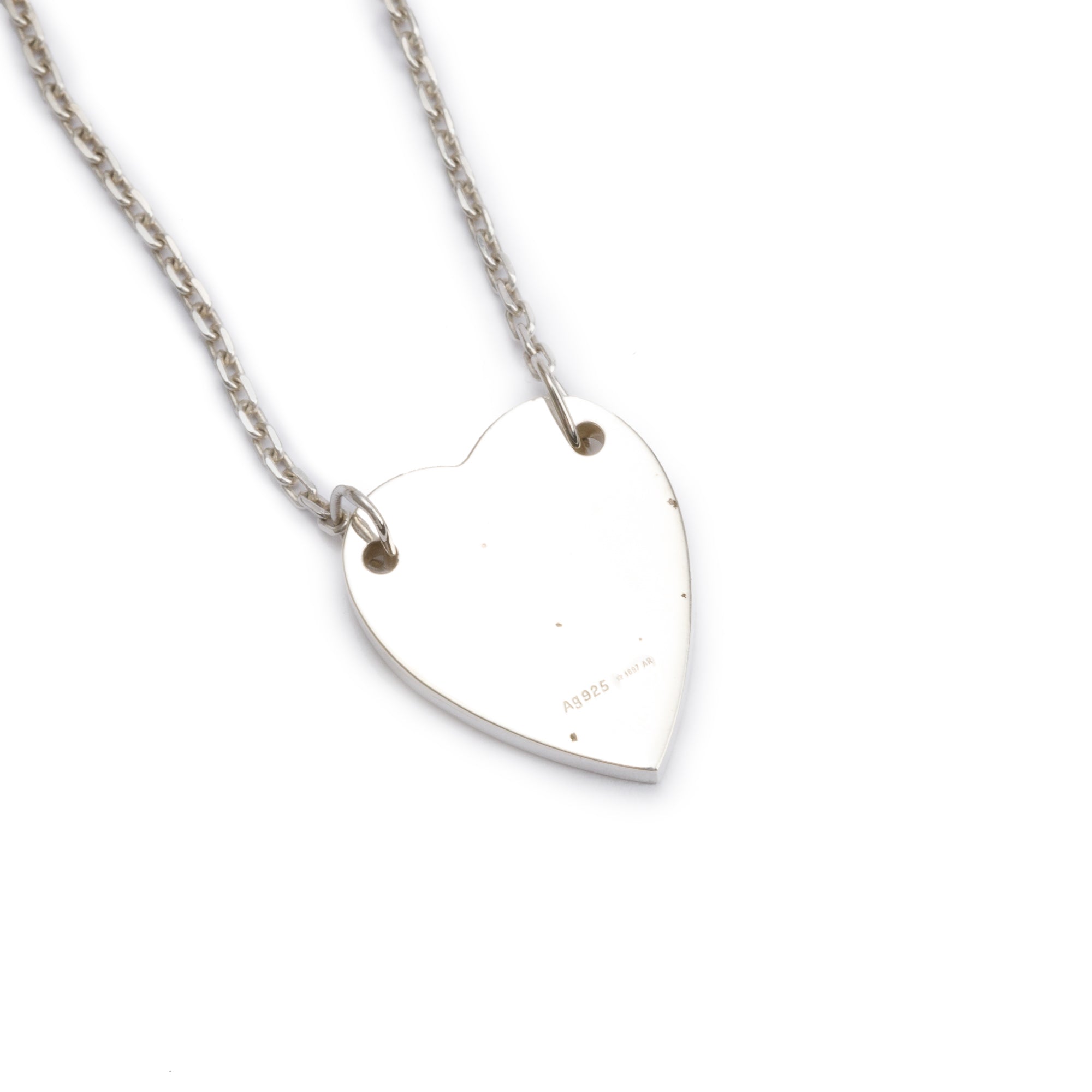 Gucci Sterling Silver Trademark Heart Pendant Necklace
