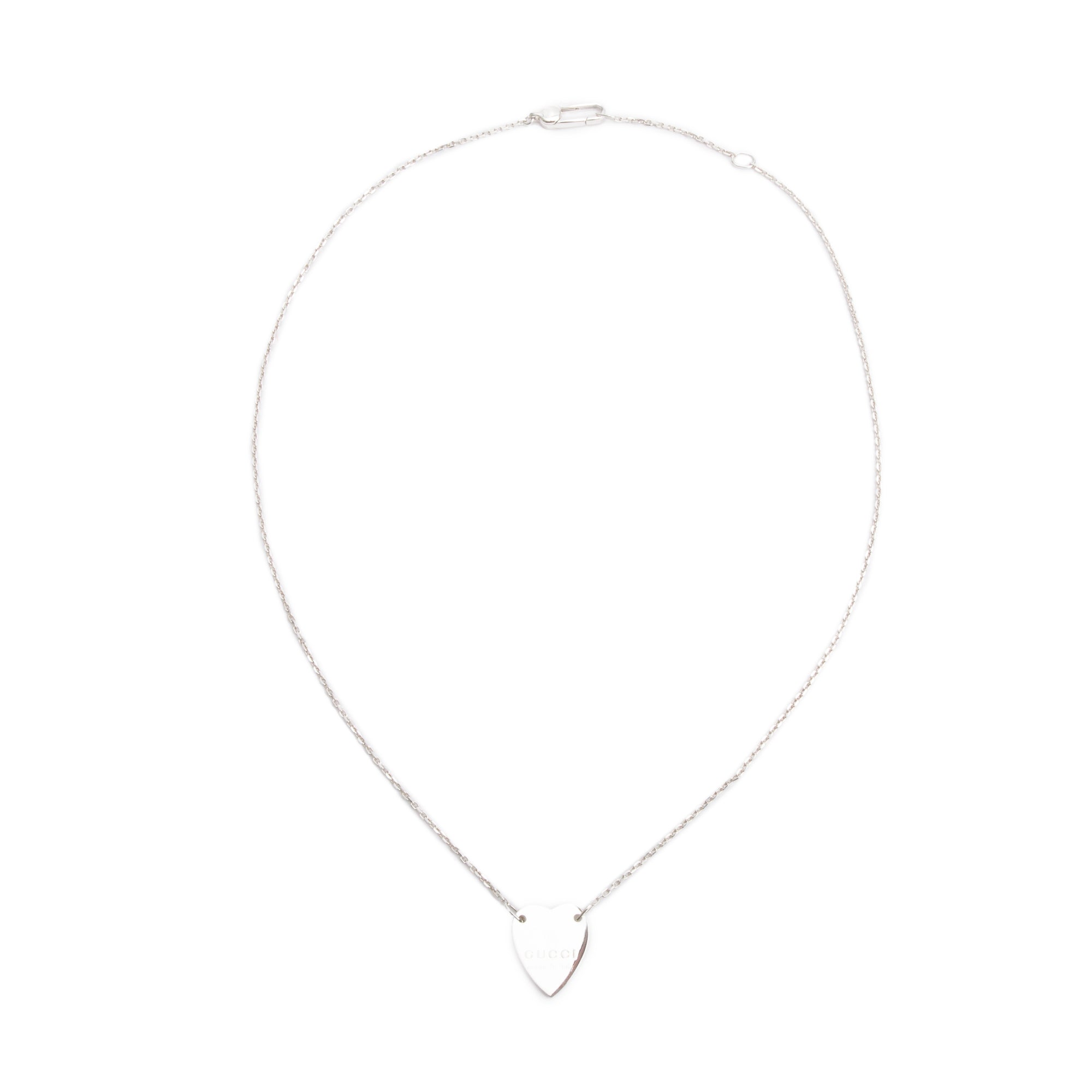 Gucci Sterling Silver Trademark Heart Pendant Necklace