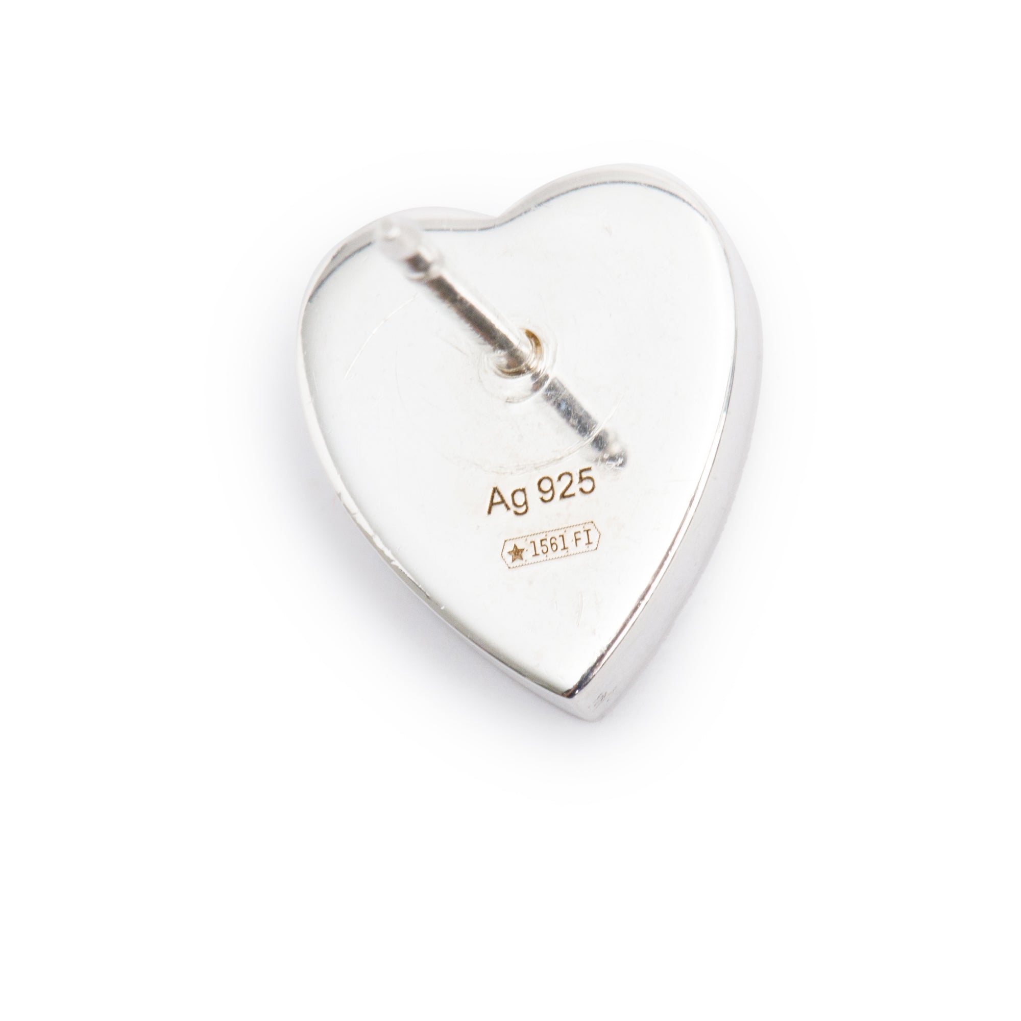 Gucci Sterling Silver Trademark Heart Stud Earrings w/ Box