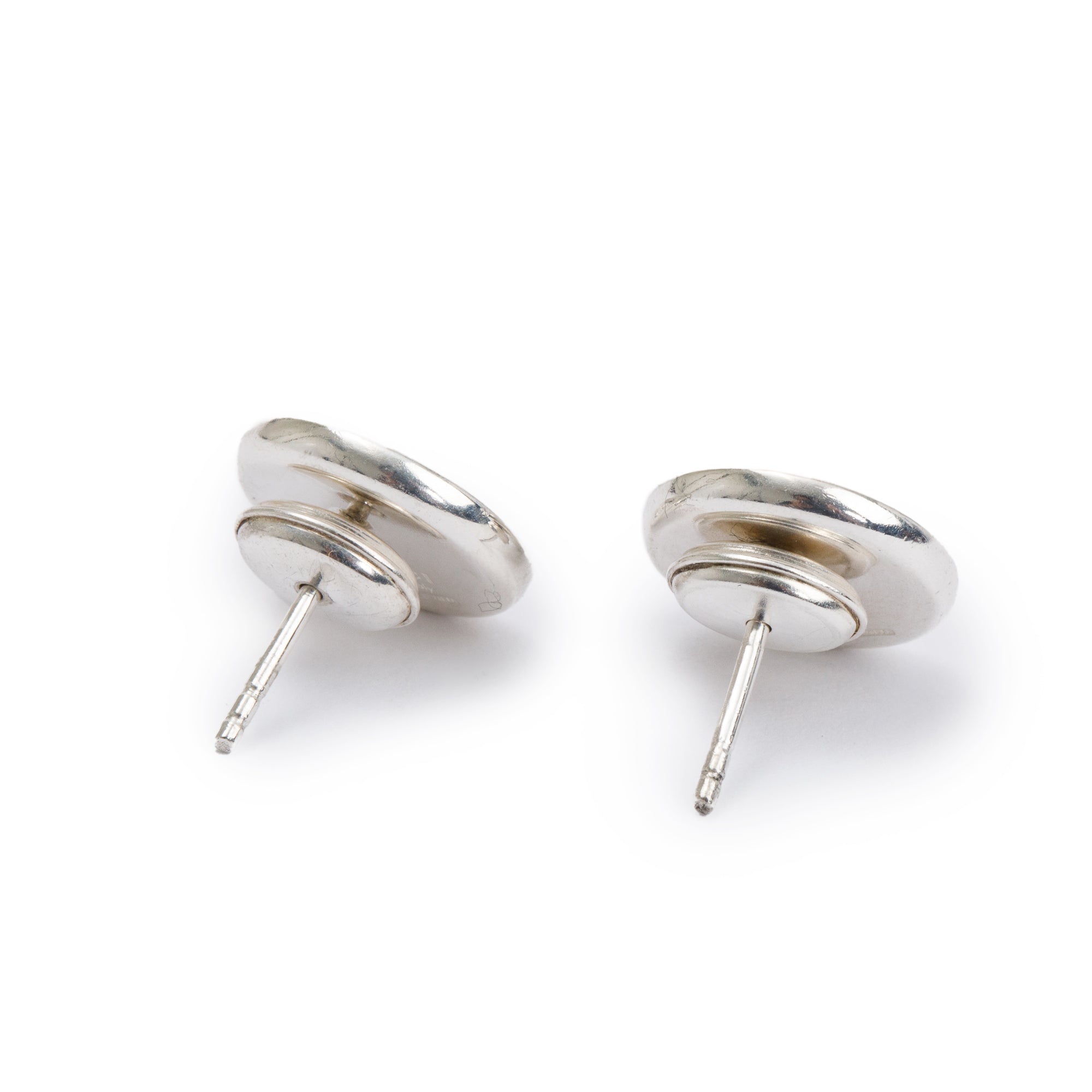 Gucci Sterling Silver Trademark Round Stud Earrings
