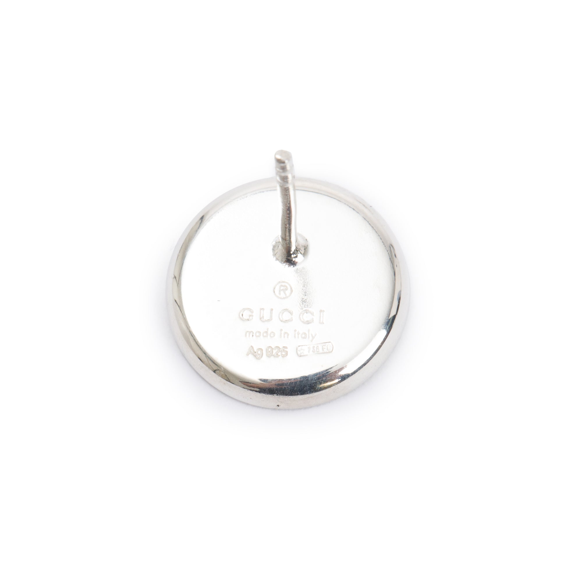 Gucci Sterling Silver Trademark Round Stud Earrings