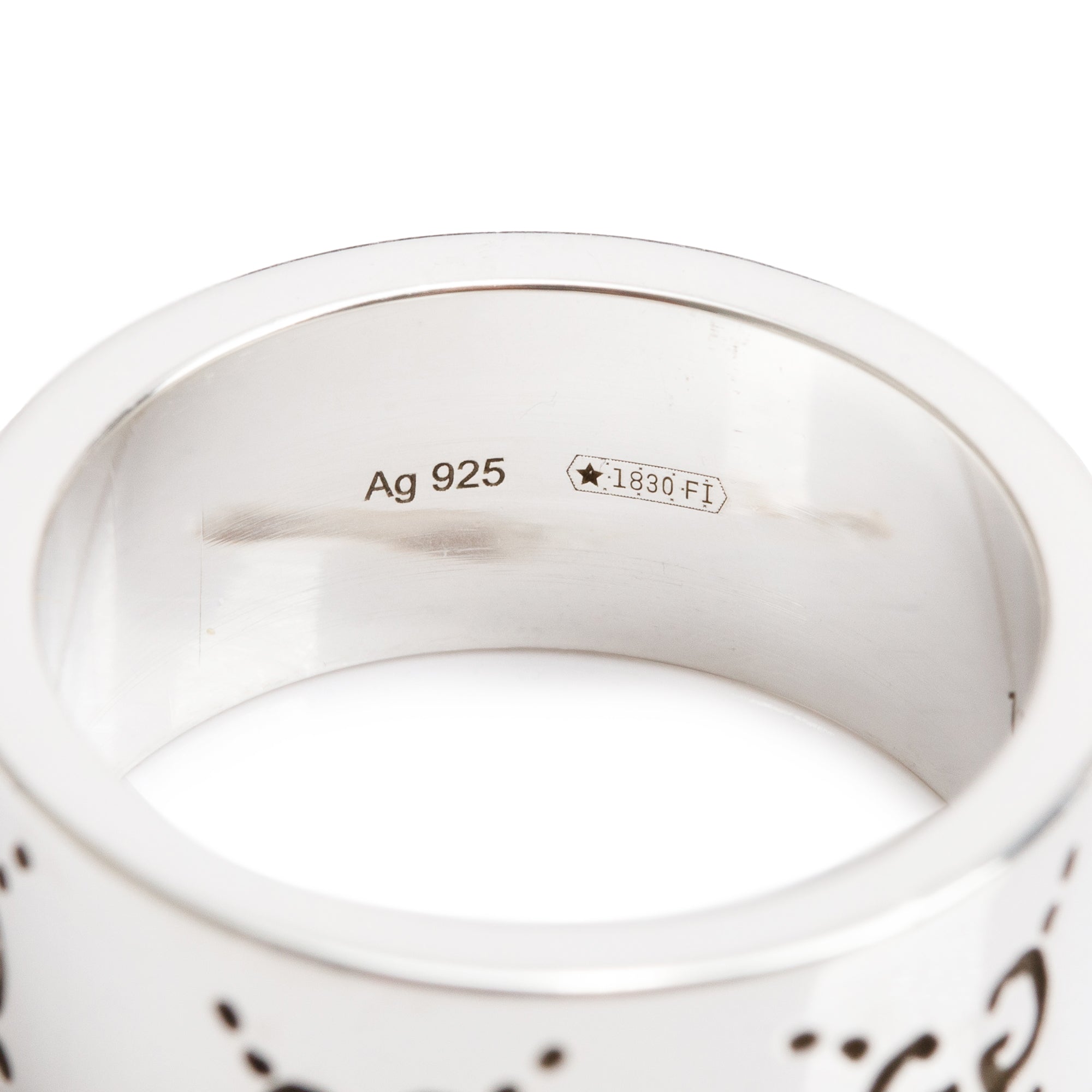 Gucci Sterling Silver Wide 9MM Ghost Ring, Size 18 8