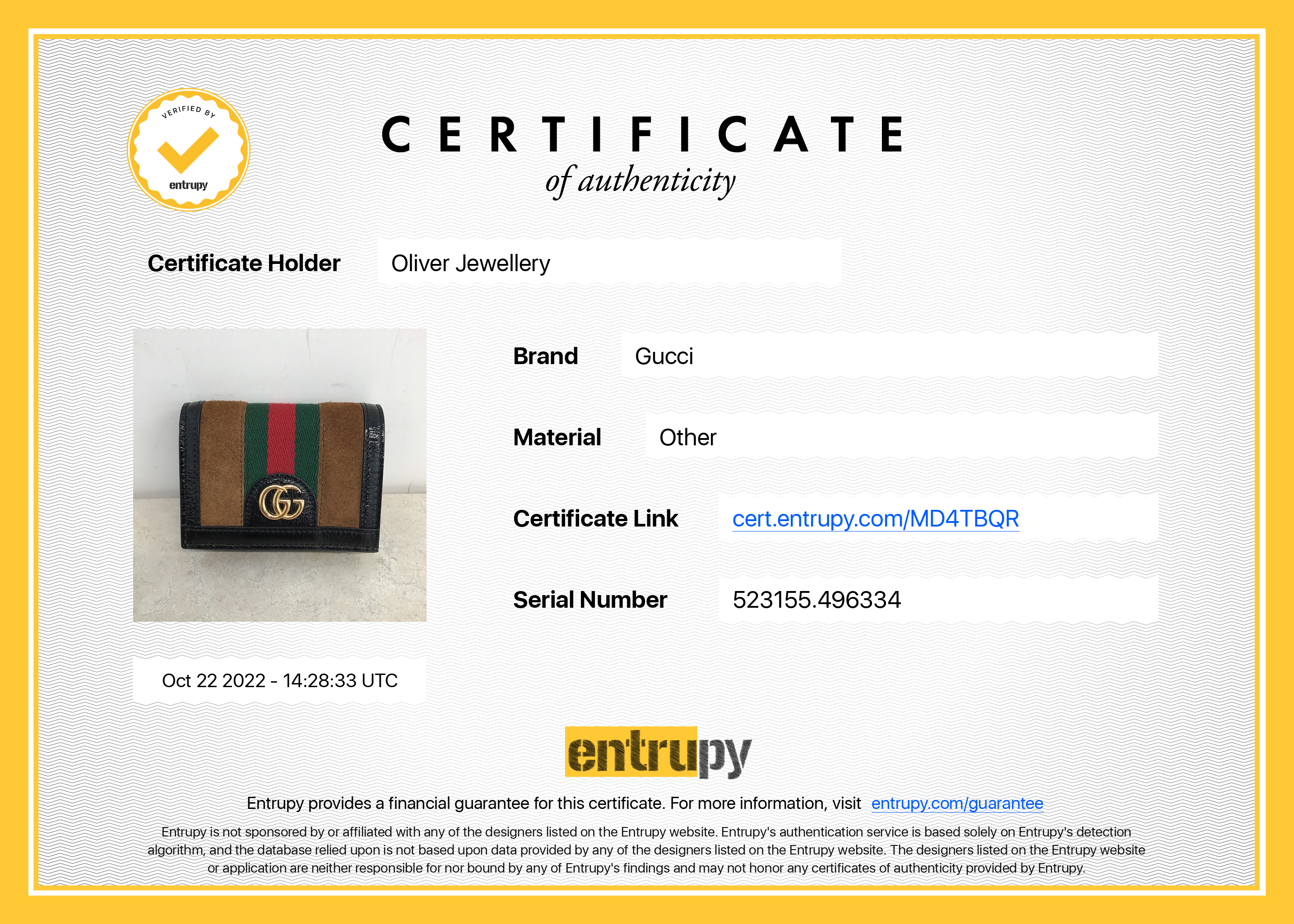 Gucci Suede Ophidia GG Card Case Wallet w/ Box