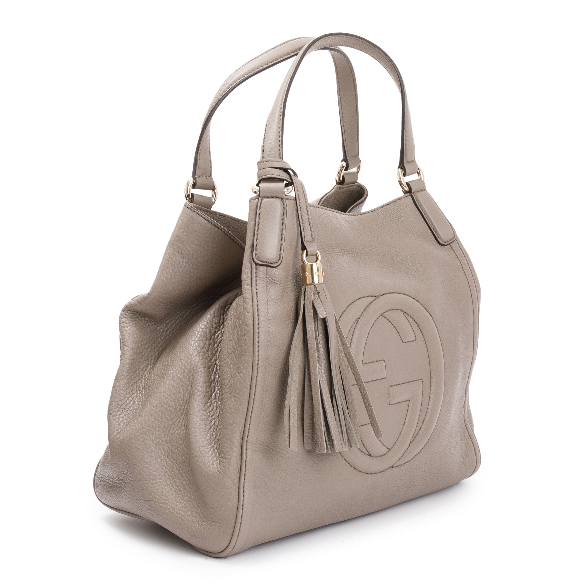 Gucci Taupe Pebbled Calfskin Leather Medium Soho Tote