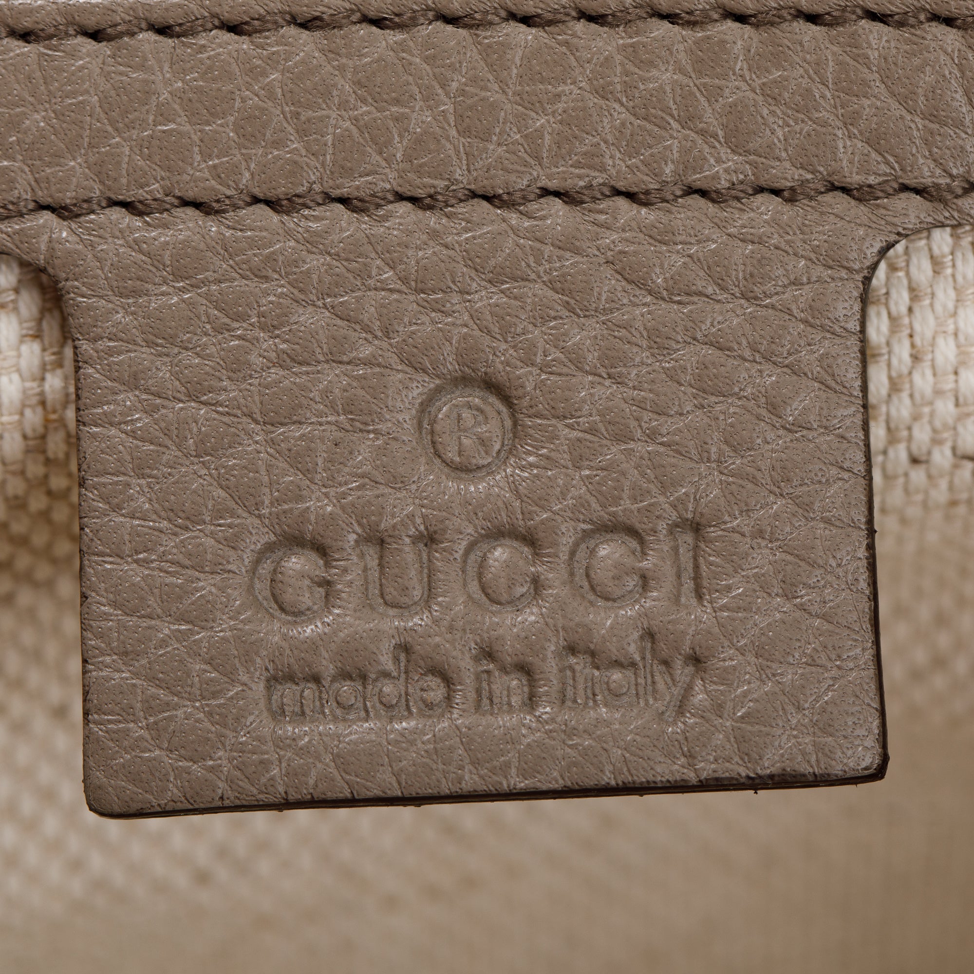 Gucci Taupe Pebbled Calfskin Leather Medium Soho Tote