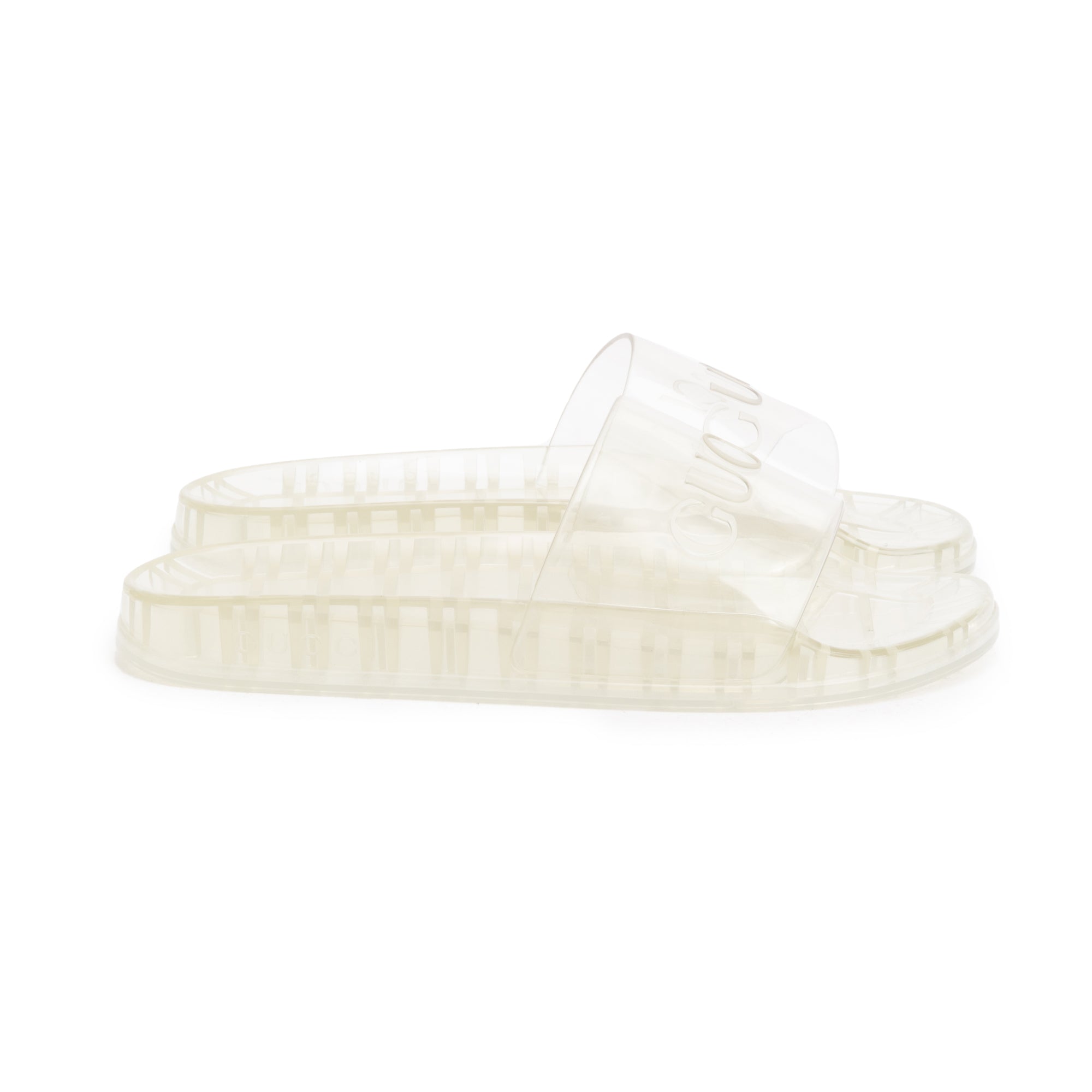 Gucci Transparent Rubber Logo Slides Size 11 W Box OLIVER S gucci-transparent-rubber-logo-slides-size-11-w-box-oliver-s