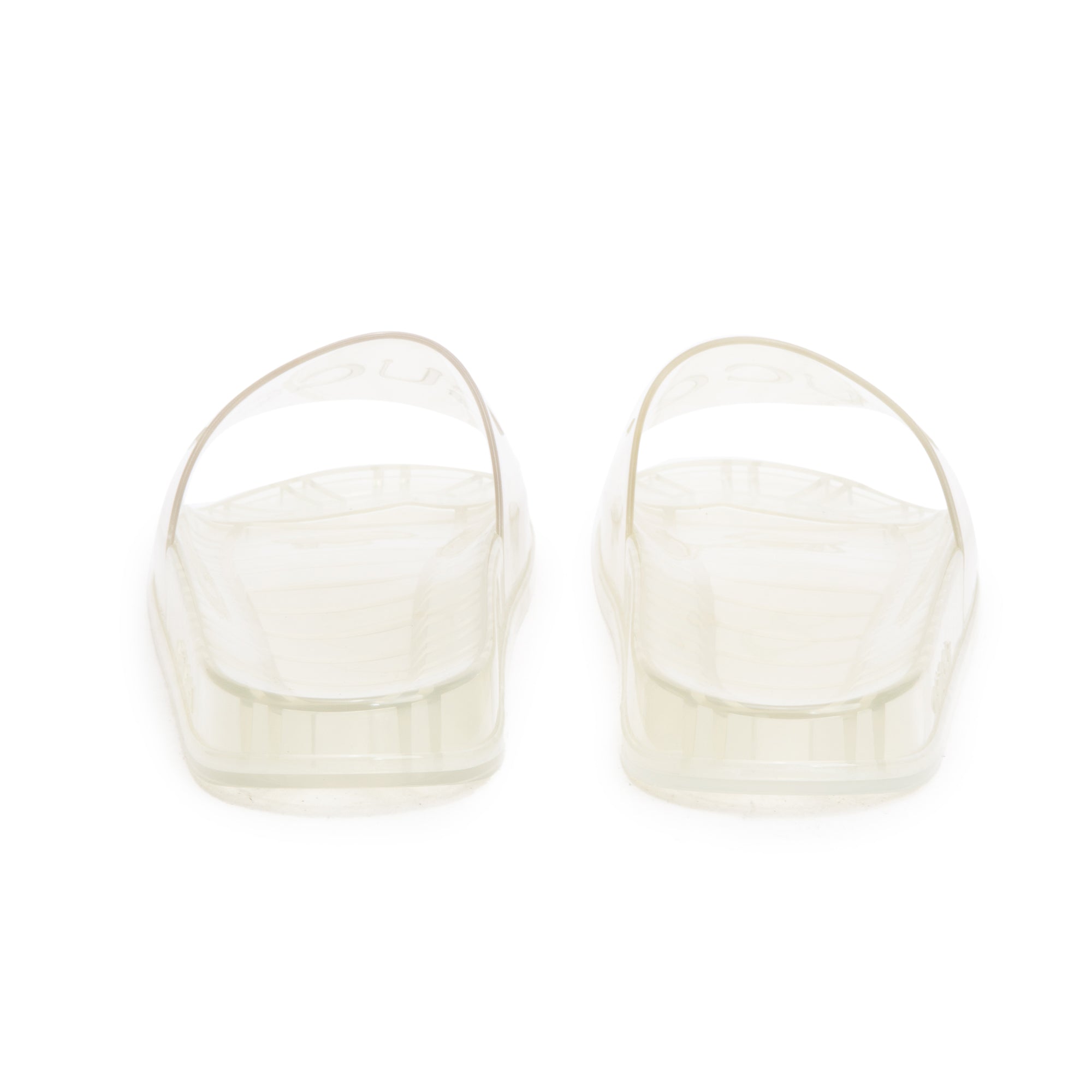 Gucci Transparent Rubber Logo Slides, Size 11 w/ Box