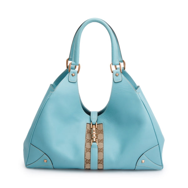 Gucci Turquoise Leather Large Nailhead Jackie Bardot Bag – OLIVER'S