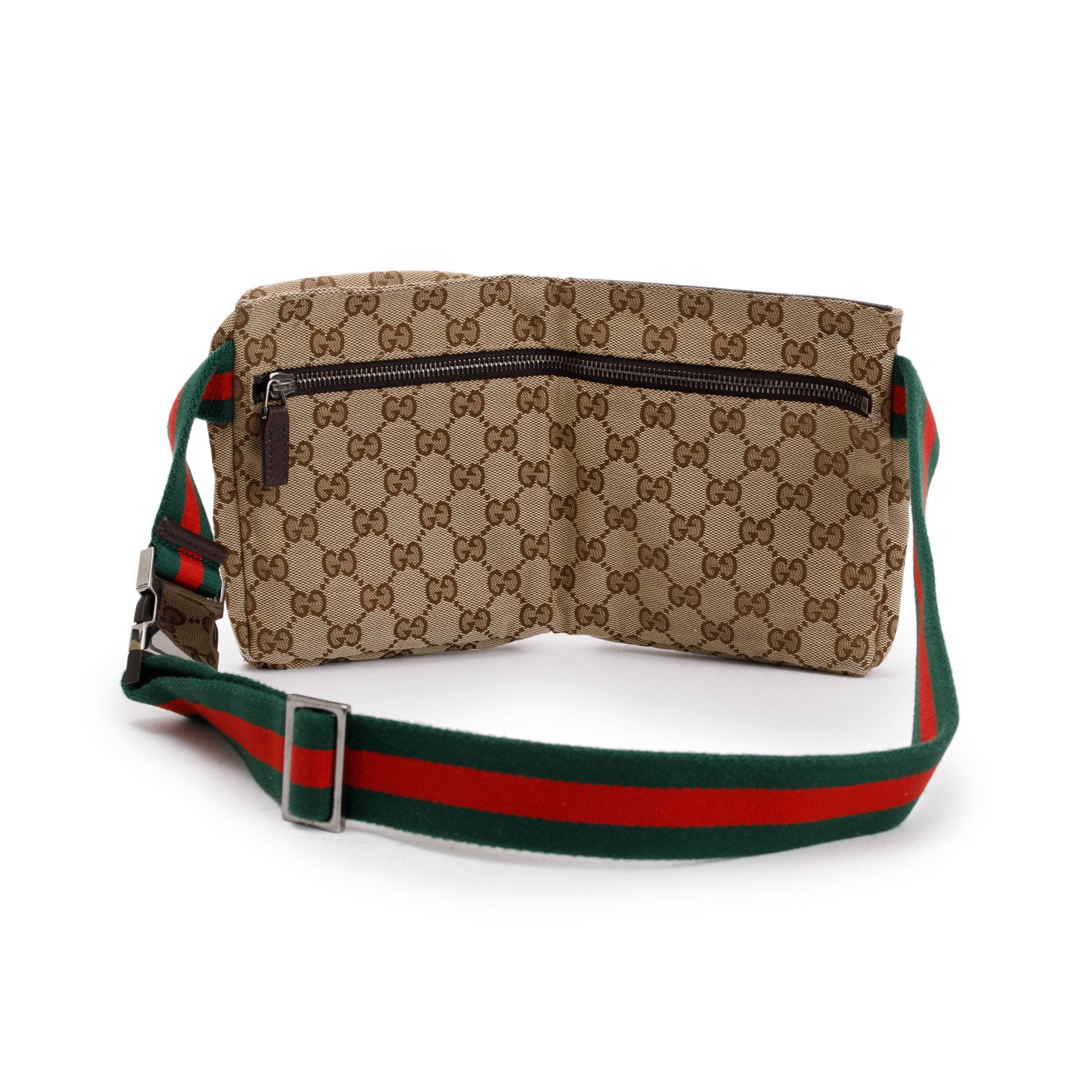 Gucci Vintage GG Canvas Double Pocket Belt Bag