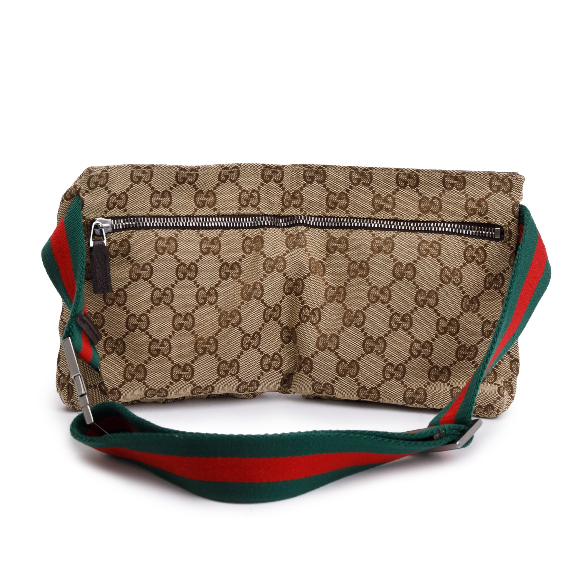 Gucci Vintage GG Canvas Double Pocket Belt Bag