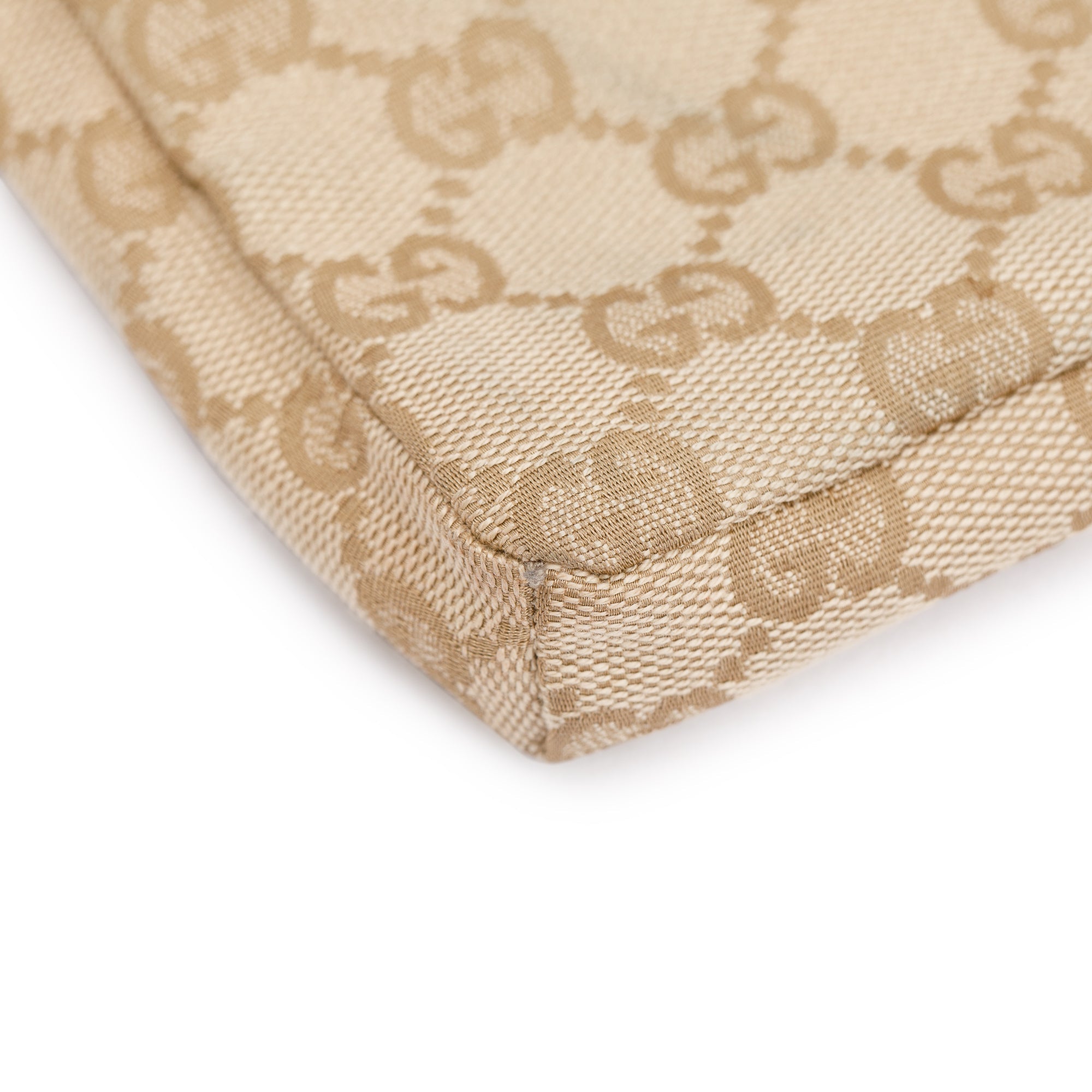 Gucci Vintage GG Canvas Pink Leather Double Pocket Belt Bag