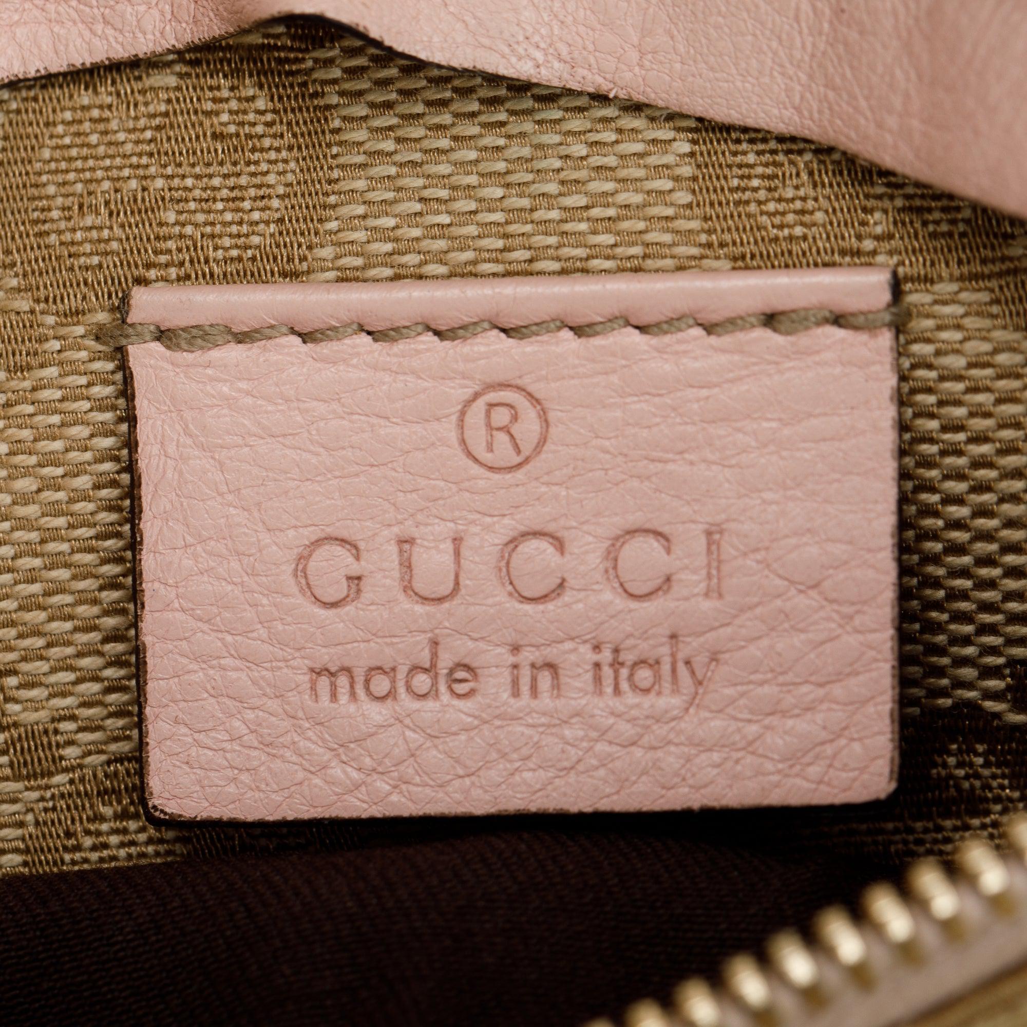 Gucci Vintage GG Canvas Pink Leather Double Pocket Belt Bag