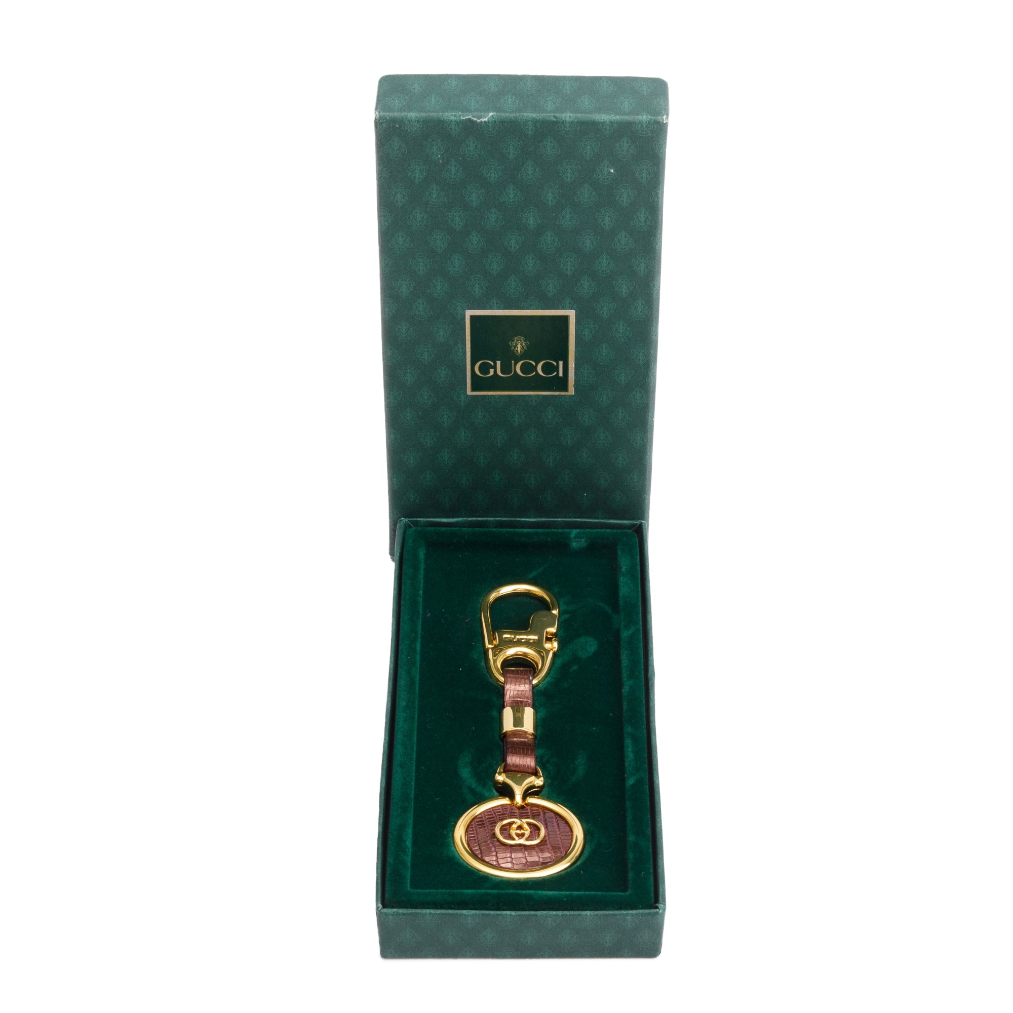 Gucci Vintage Gold Plated Lizard Key Chain w/ Box