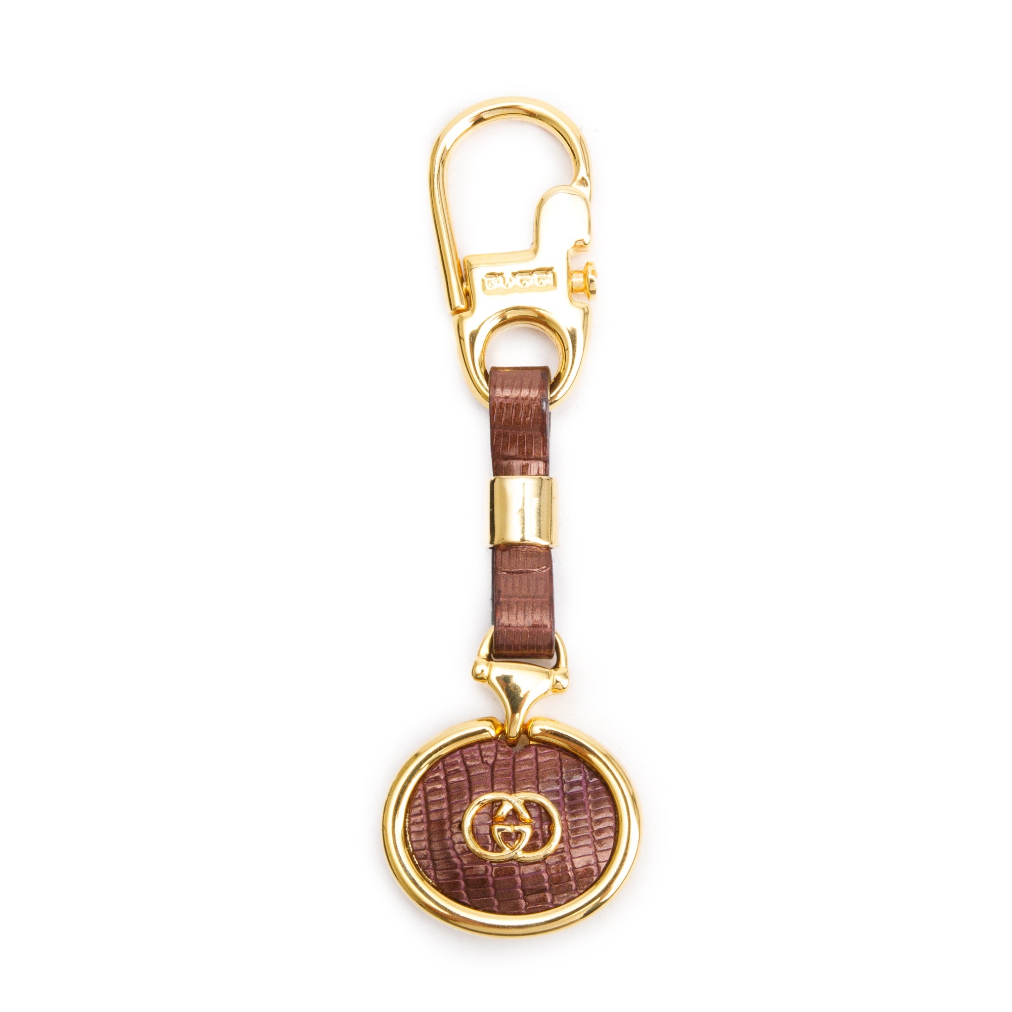 Gucci Vintage Gold Plated Lizard Key Chain w/ Box