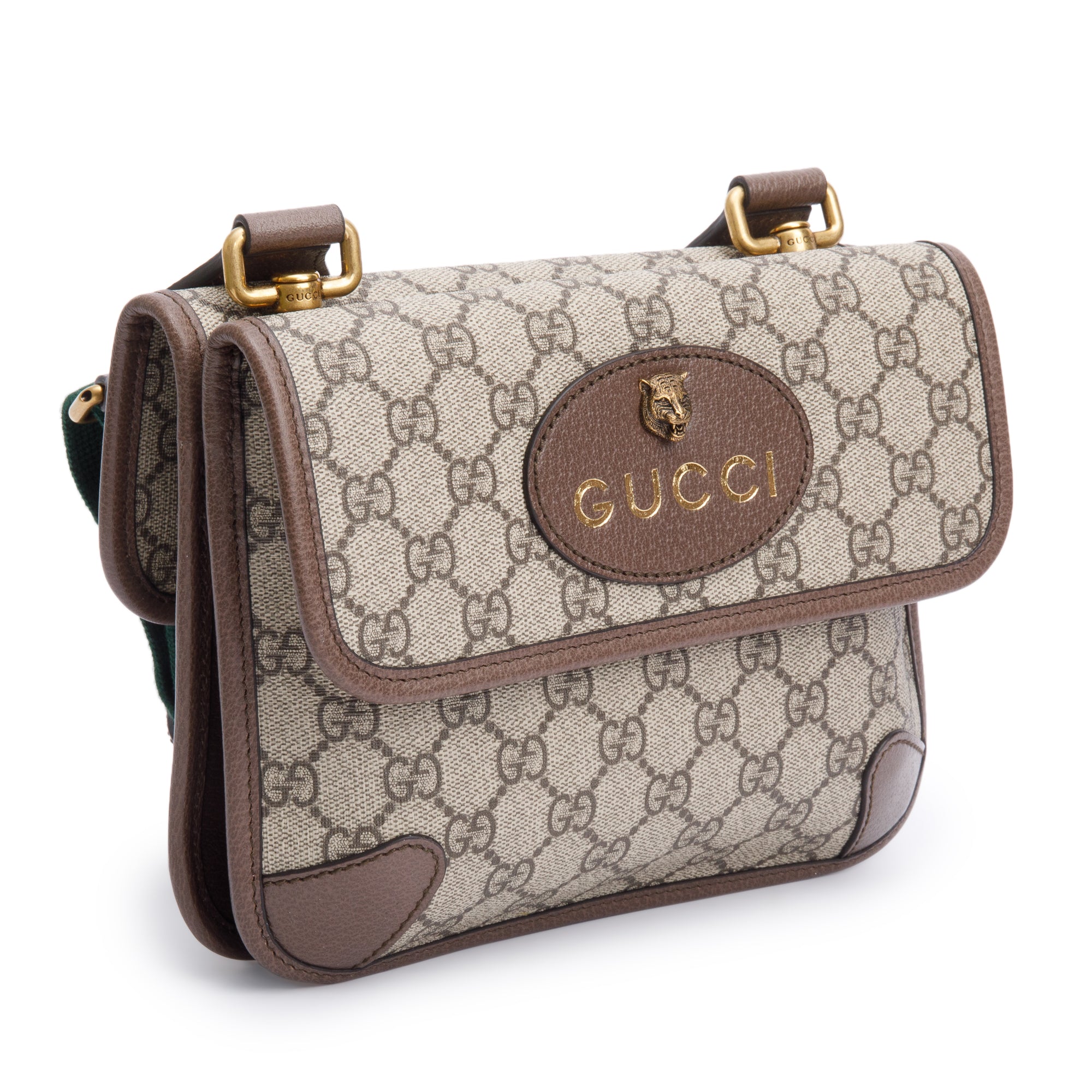 Gucci Vintage Neo GG Supreme Small Double Flap Messenger Bag w/ Box
