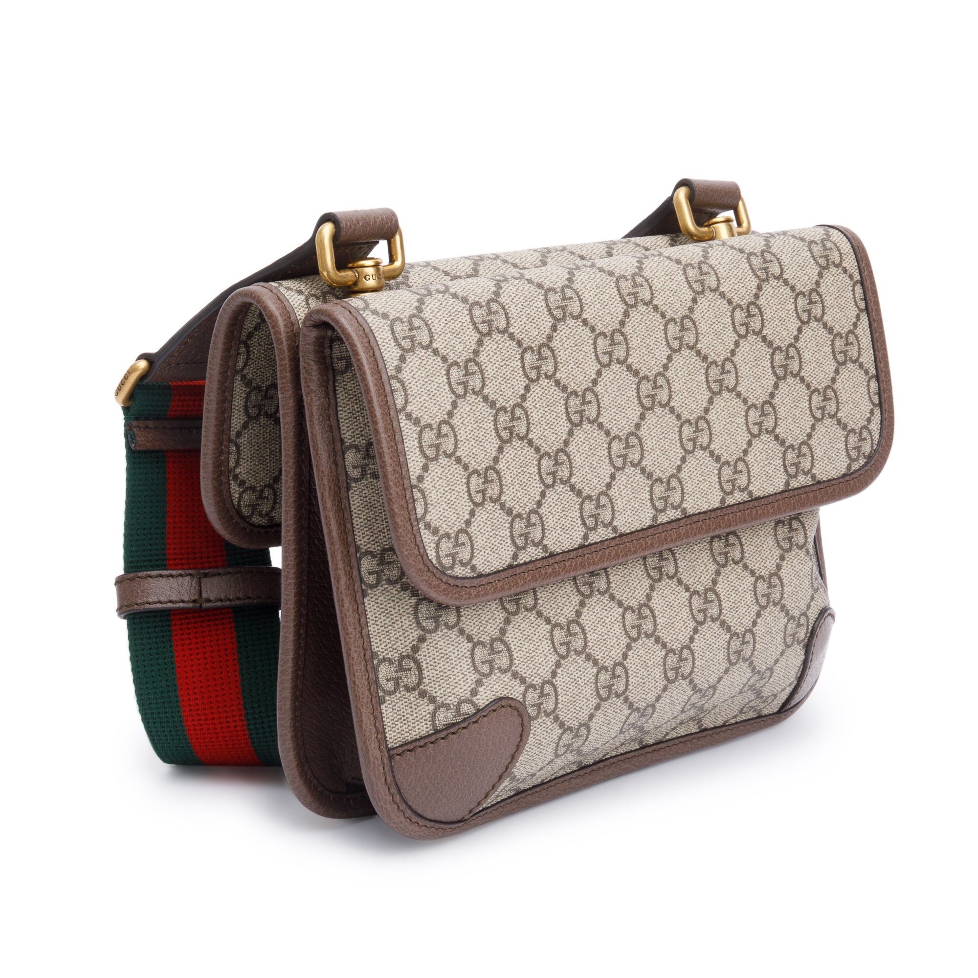 Gucci Vintage Neo GG Supreme Small Double Flap Messenger Bag w/ Box