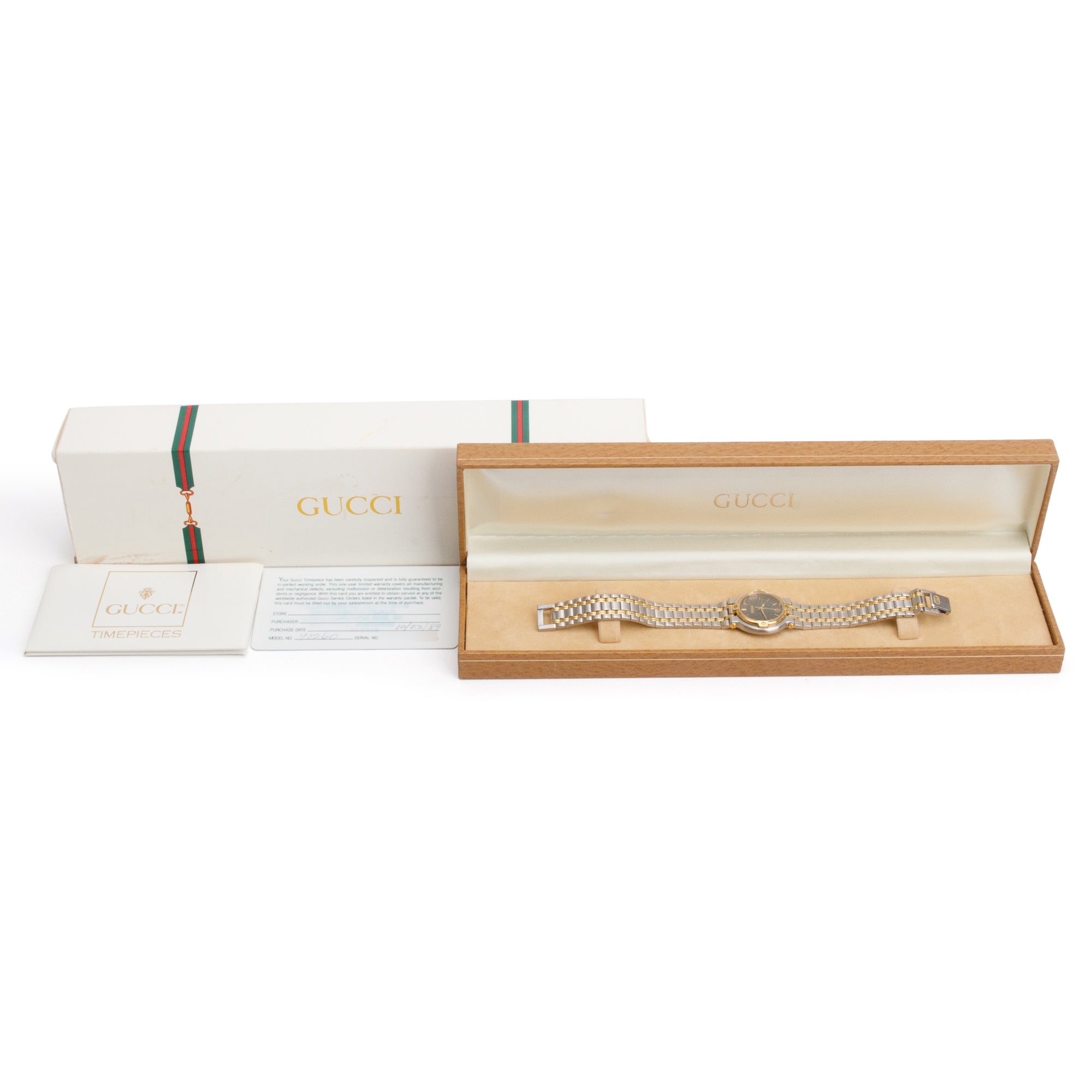 Gucci Vintage Two-Tone Stainless Steel 9000L Series 25 MM Quartz Watch w/ Box & Papers
